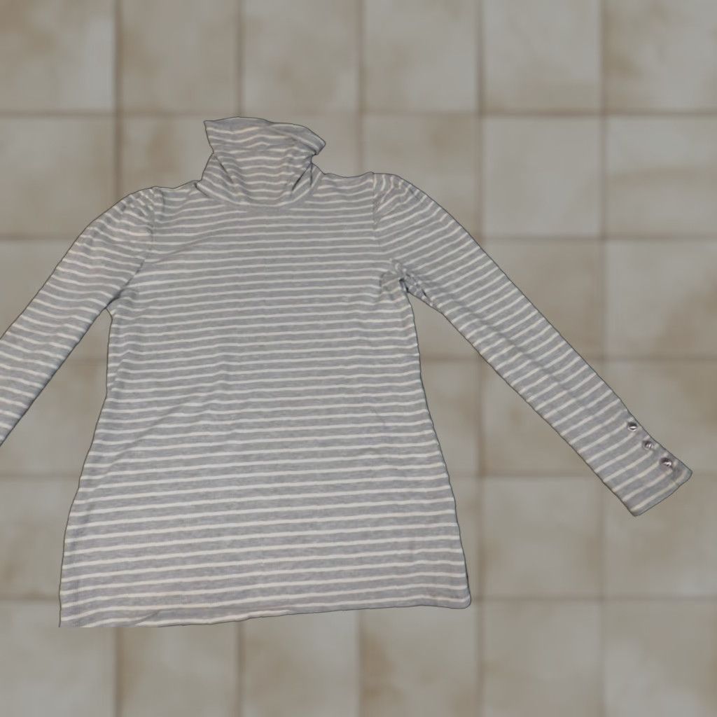Talbots Talbots Womens Sweater Small Gray Pullover Turtleneck Stretch Knit Ruffle Regular Size S Size S / US 4 / IT 40 - 1 Thumbnail