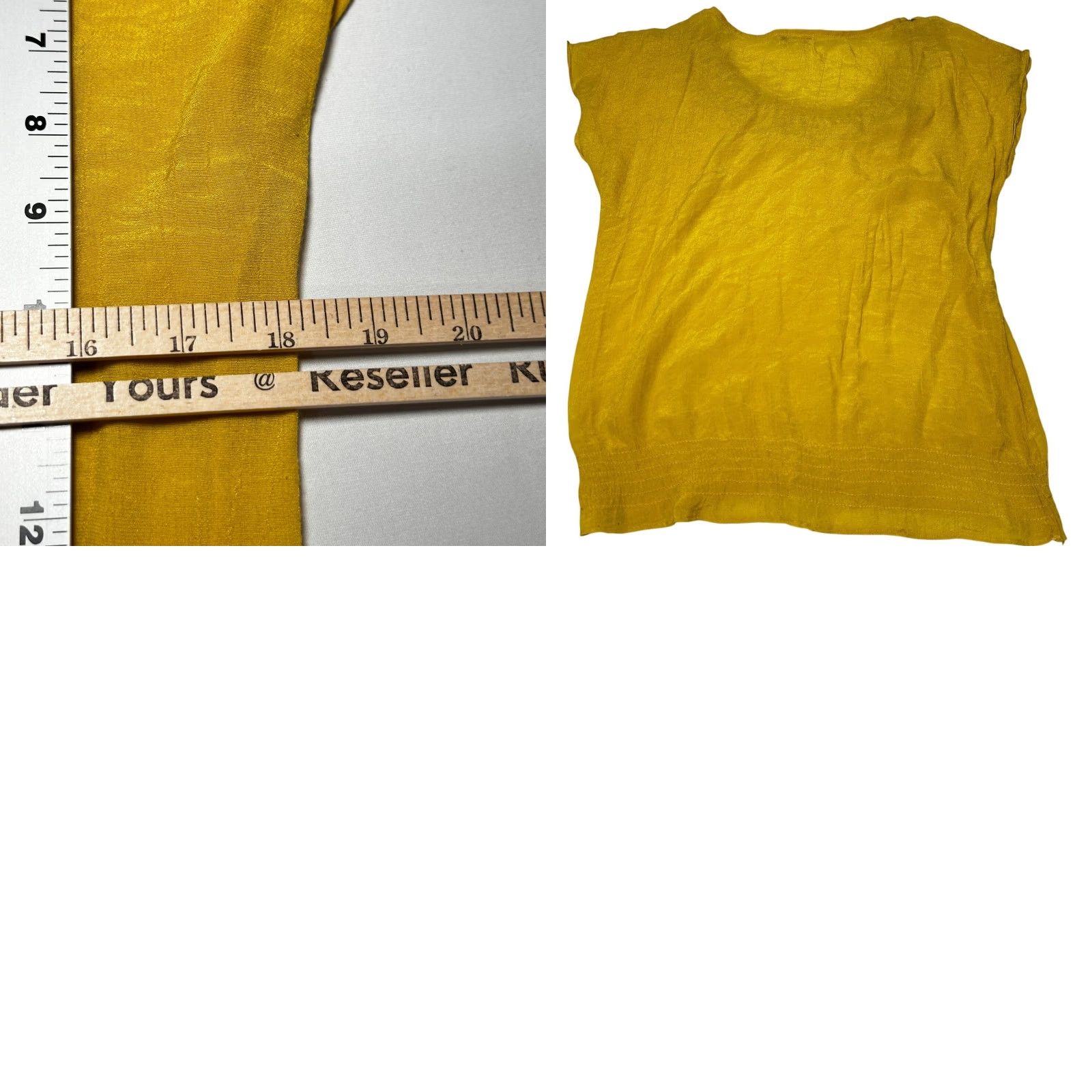Vintage XXI Blouse Womens Size M Yellow Round Neck Short Sleeve Lightweight Boho Shirt SNAGS Size M / US 6-8 / IT 42-44 - 8 Thumbnail