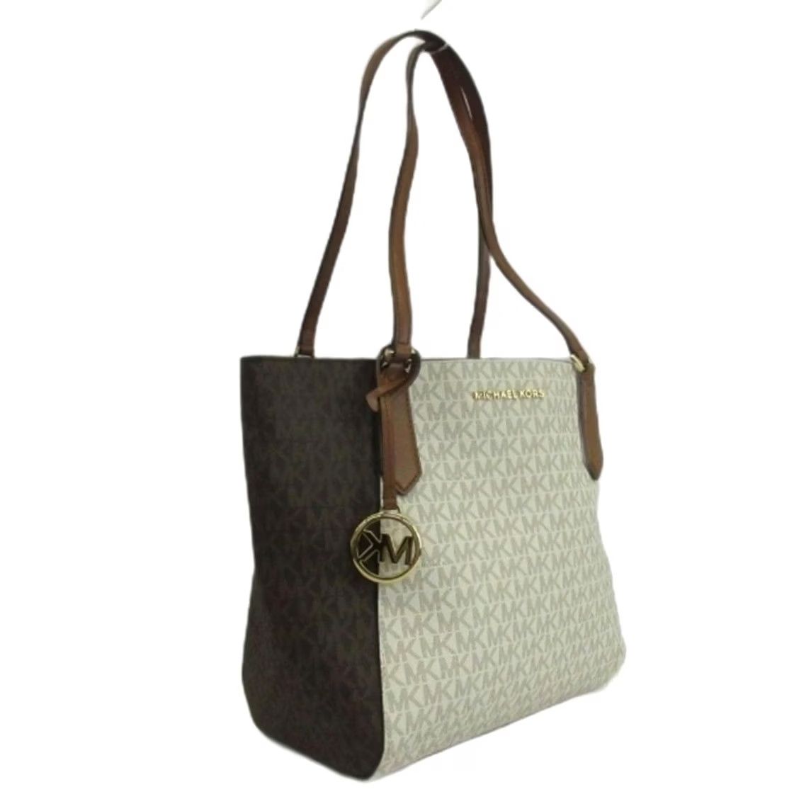 Michael Kors Michael Kors Tote Bag PVC Leather MK Signature Logo Gold Hardware Womens Size ONE SIZE - 4 Thumbnail