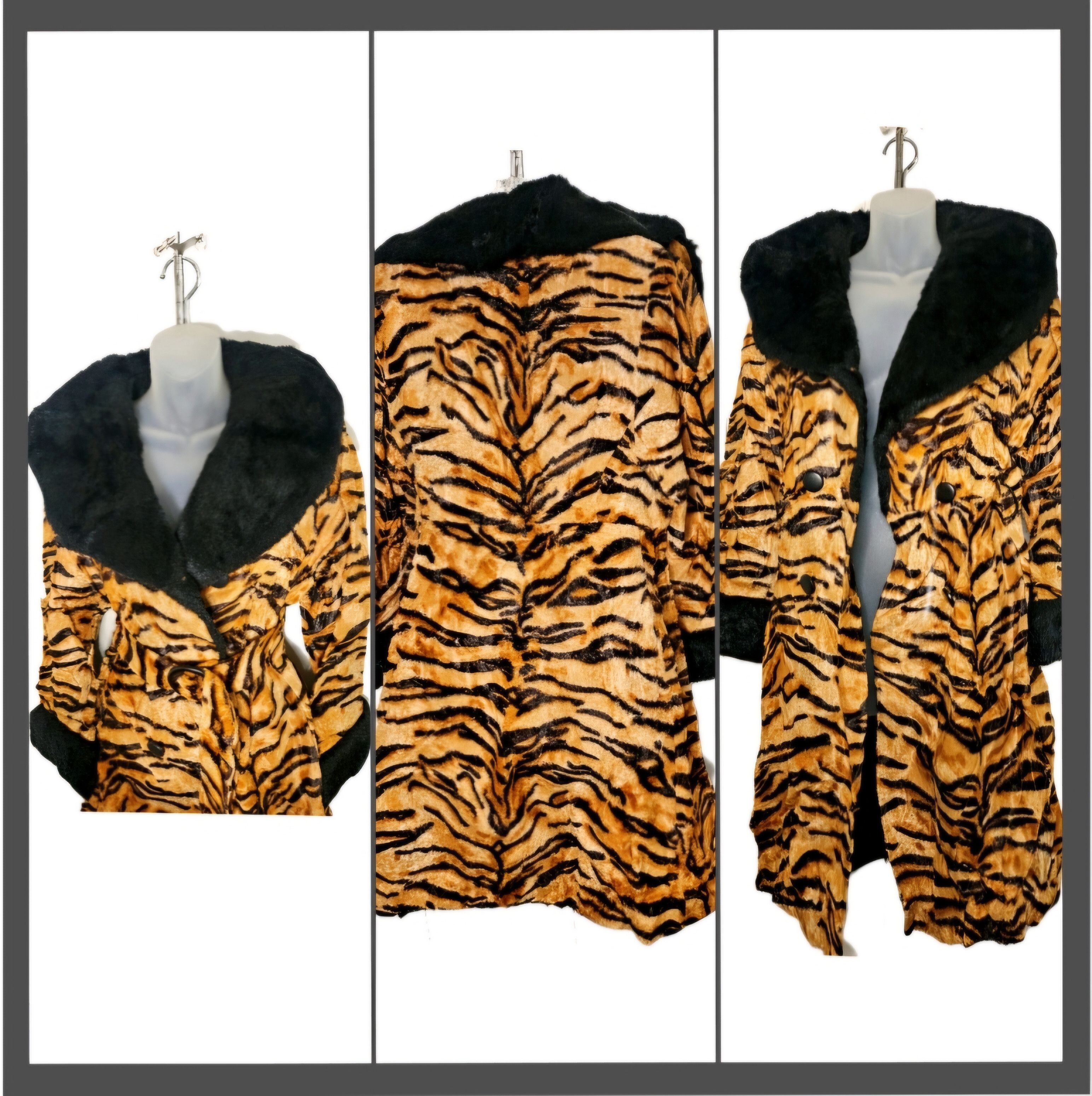 Vintage Vintage 1960s Zebra Faux Fur Coat with Mod Belt Women’s Size ONE SIZE - 1 Thumbnail