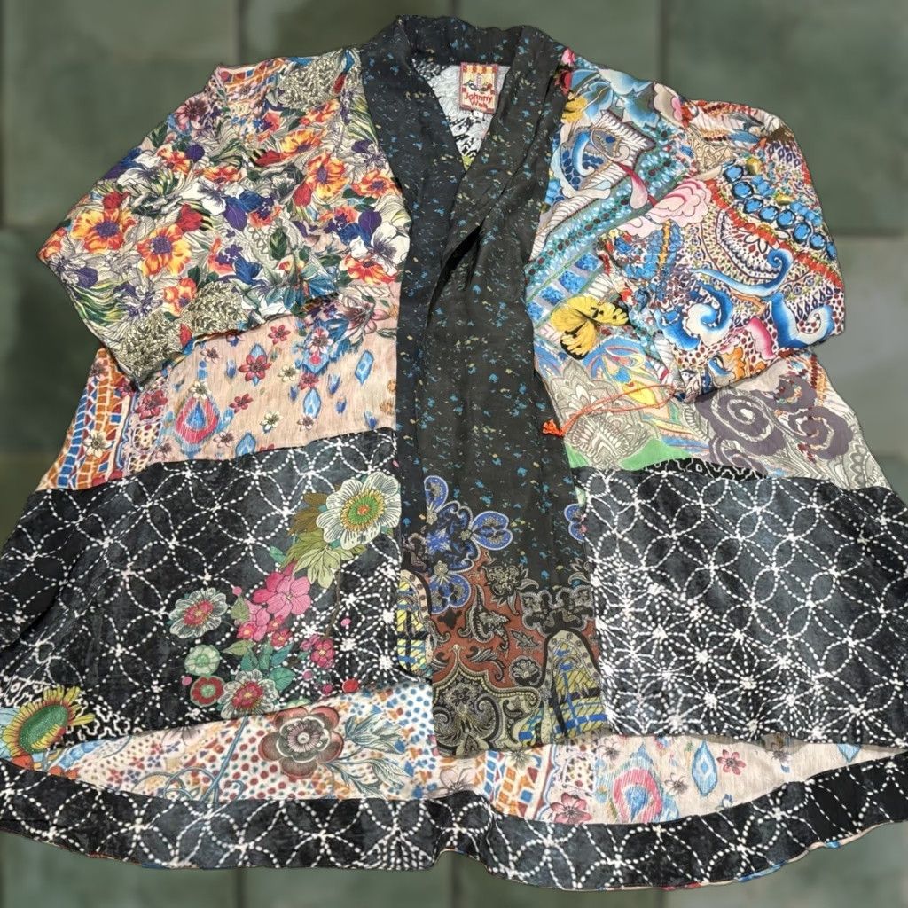 Johnny Was Johnny Was Kimono Jacket Women Large Multicolor Floral Tie Relaxed Bohemian Size L / US 10 / IT 46 - 1 Thumbnail