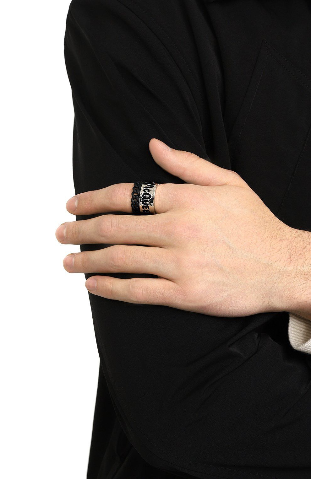 Alexander McQueen ALEXANDER MCQUEEN silver tone metal chain ring w graffiti q Size ONE SIZE - 2 Thumbnail