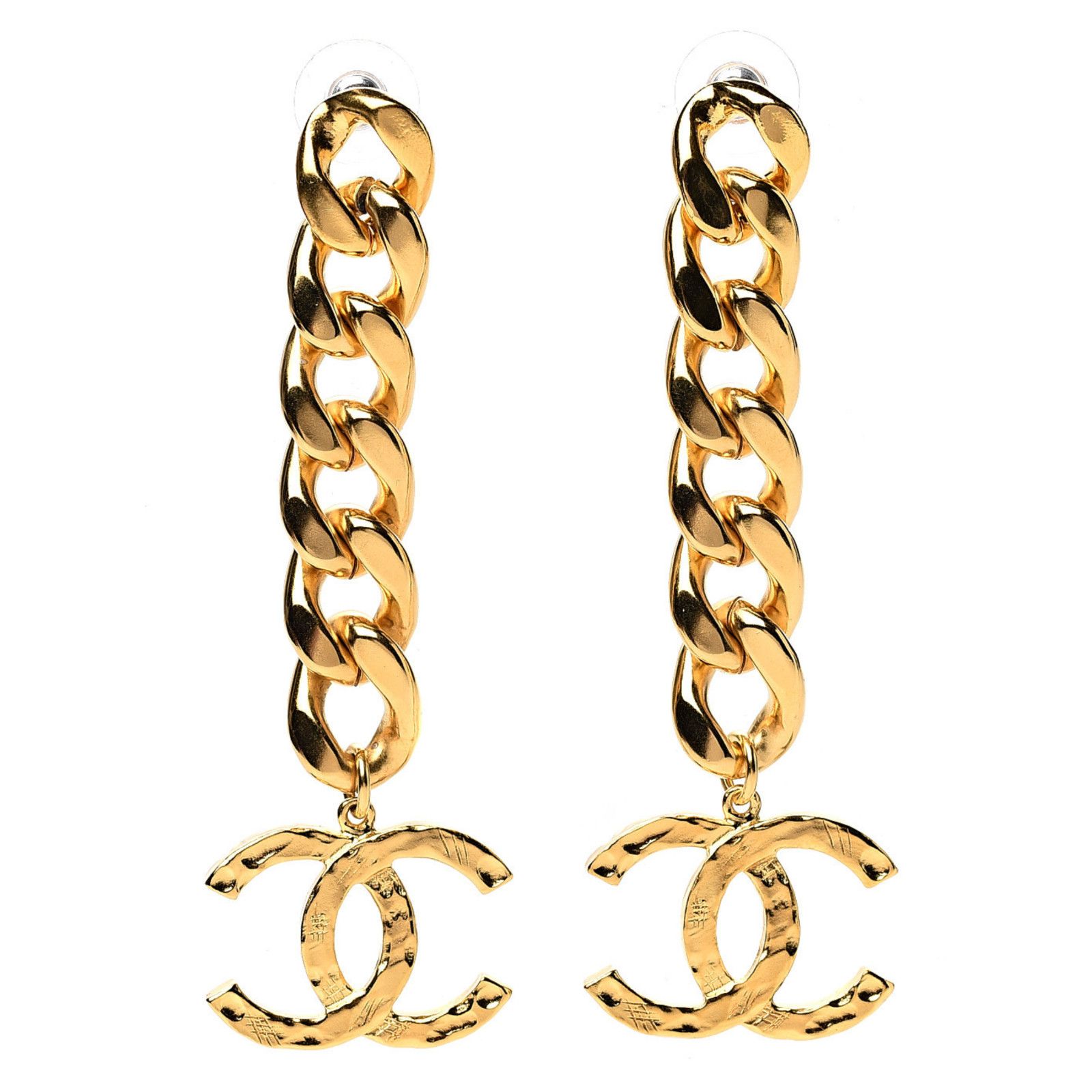 Chanel Chanel Curb Link Chain XLarge Thick Statement Drop Earrings Size ONE SIZE - 3 Thumbnail