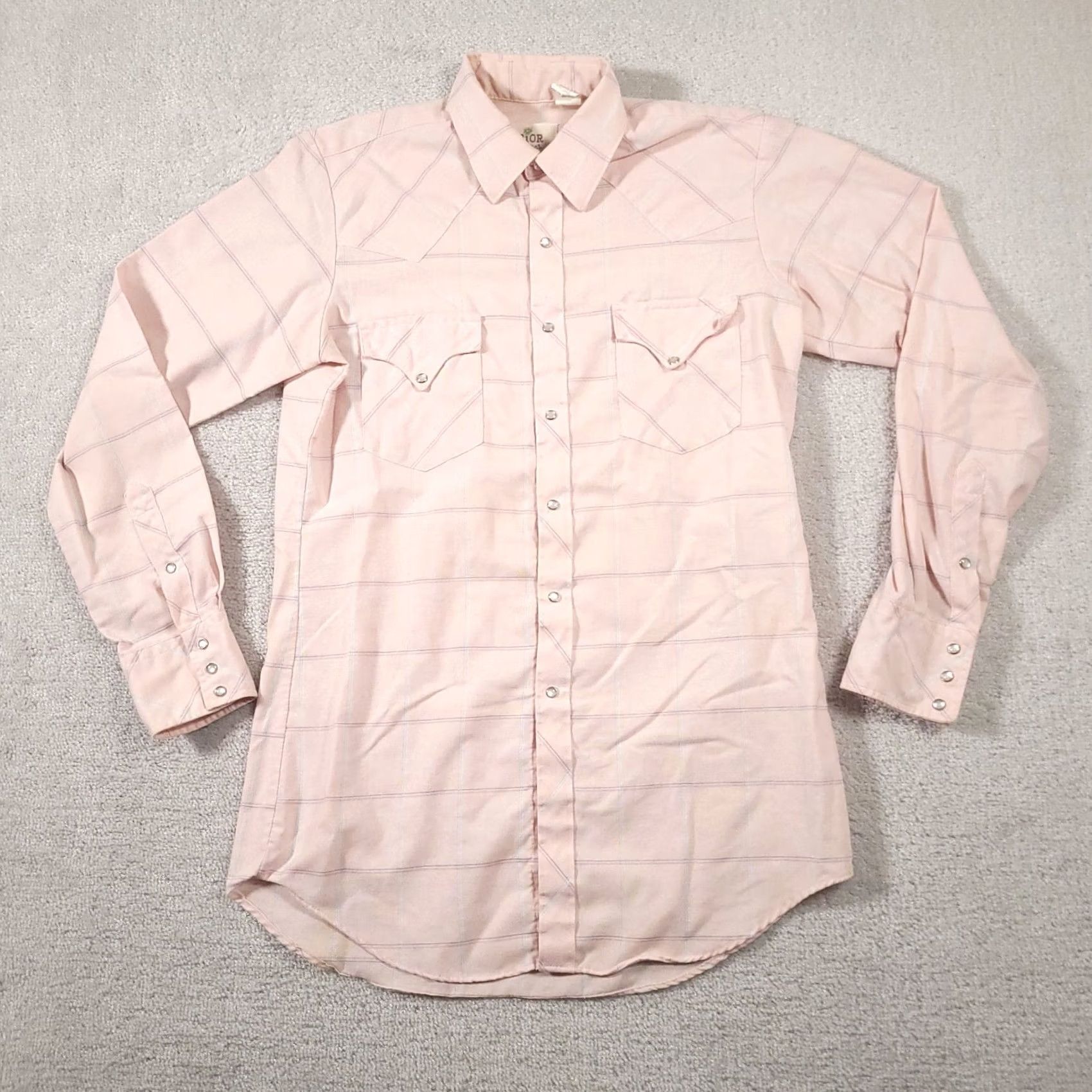 Vintage VINTAGE Prior Westerns Denver Shirt Mens 15.5 35 Cowboy Pearl Snaps Pink Grunge USA Size US M / EU 48-50 / 2 - 2 Thumbnail