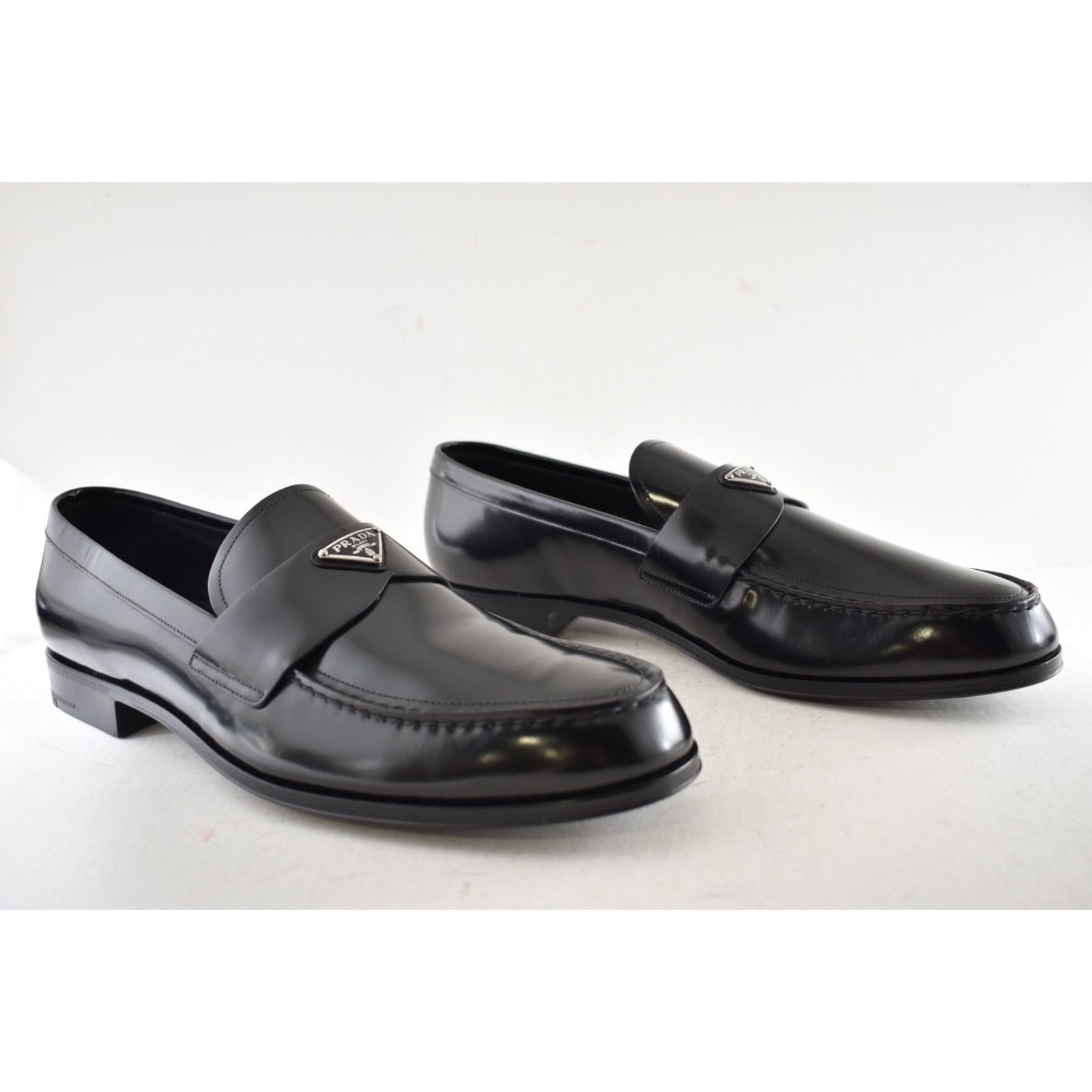 Prada Prada Black Brushed Leather Triangle Loafer US 13 Size US 13 / EU 46 - 4 Thumbnail