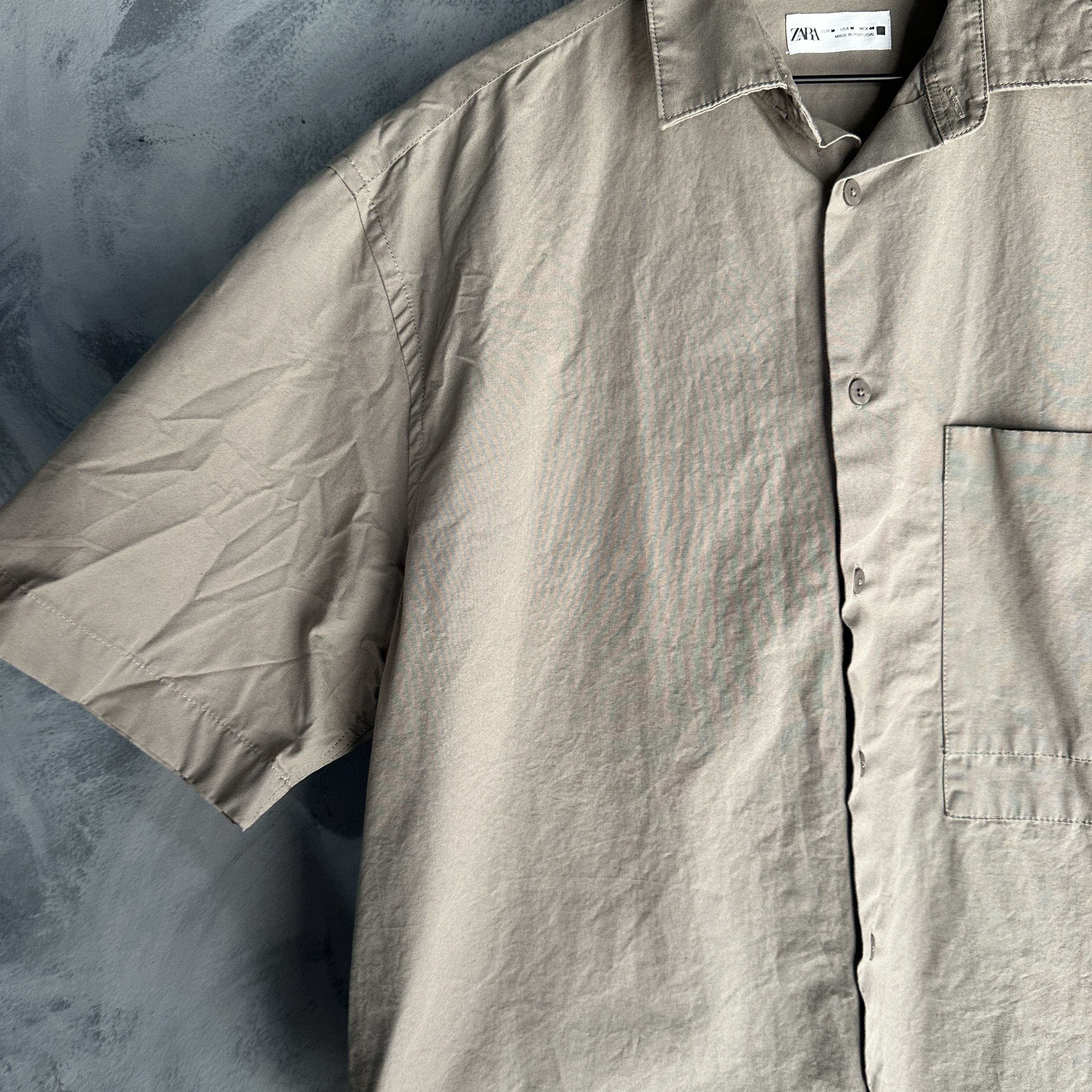 Zara Zara Button Up Shirt Medium Beige Cream Boxy Fit Big Pocket Size US M / EU 48-50 / 2 - 3 Thumbnail