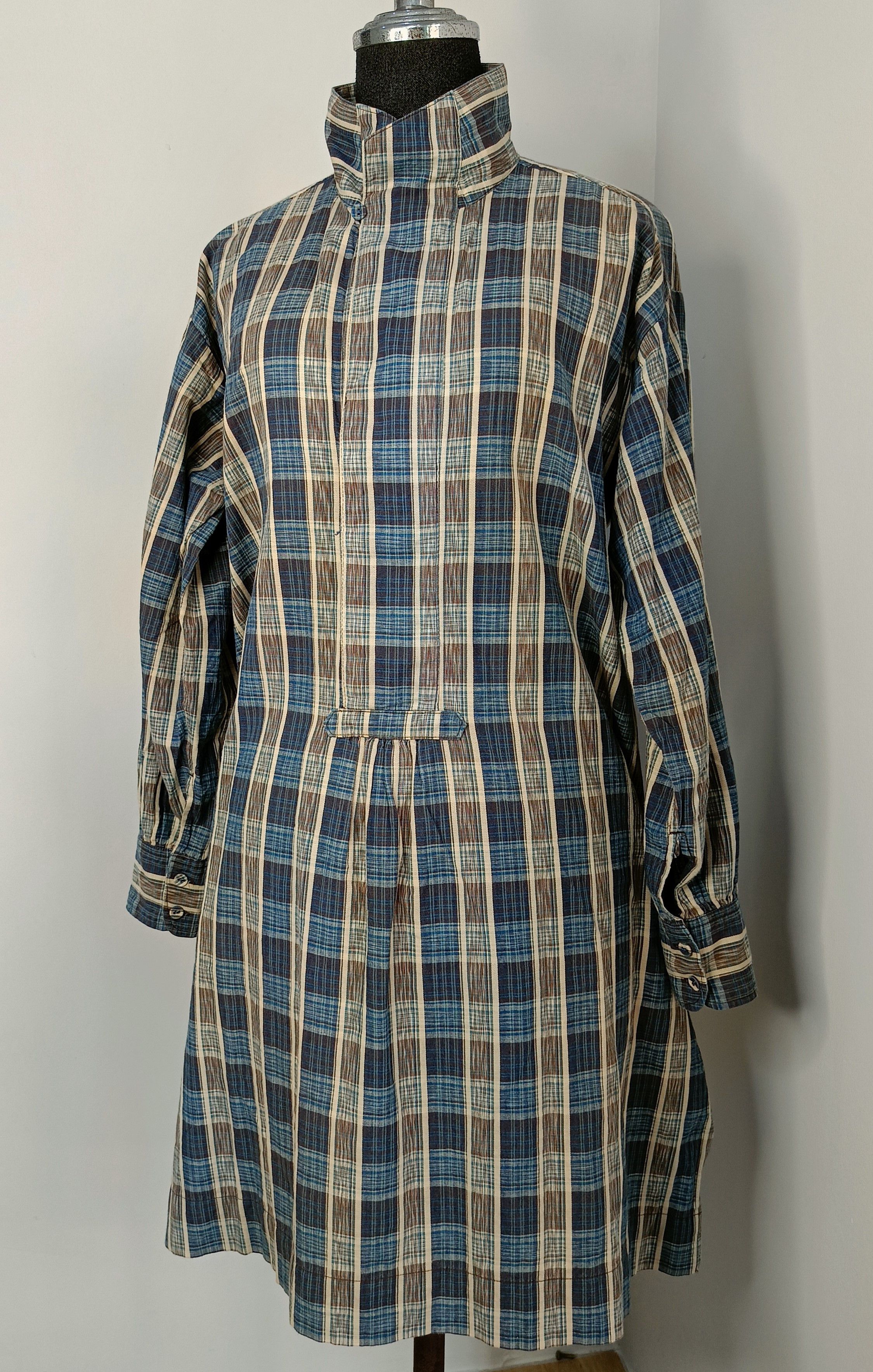 image of 45Rpm By R 0 Japan Ai Indigo Plaid Barn Girl Dress Ladies, Women's (Size XS)