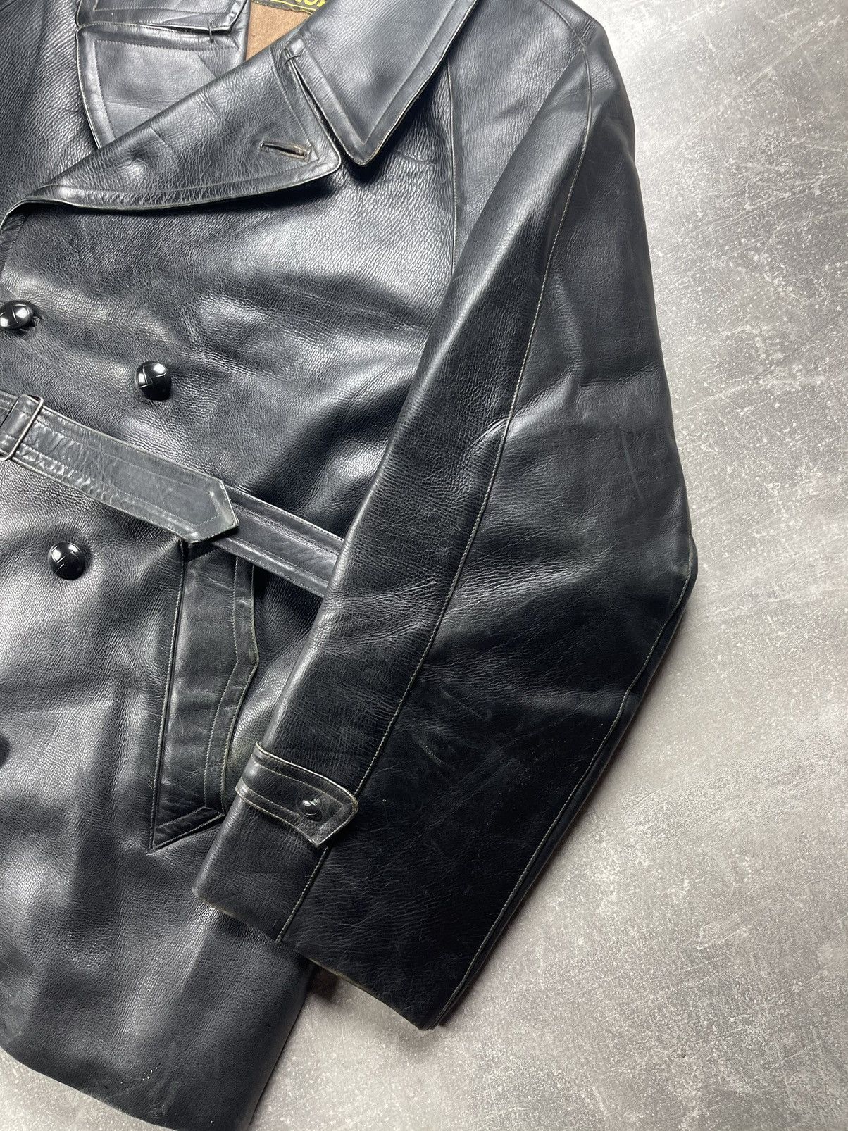 Vintage Vintage Demor Confezioni Leather Double Breasted Coat Black Size US XL / EU 56 / 4 - 7 Thumbnail