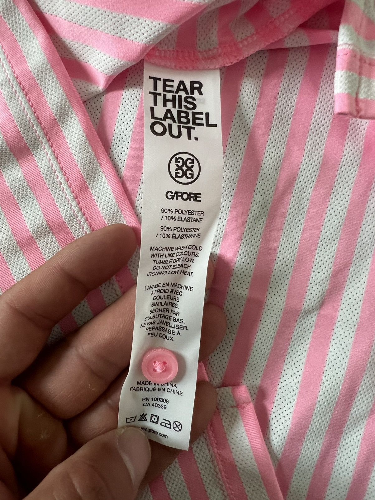 G/FORE G/FORE Men's Candy Perforated Stripe Tech Jersey Polo Size US L / EU 52-54 / 3 - 10 Thumbnail