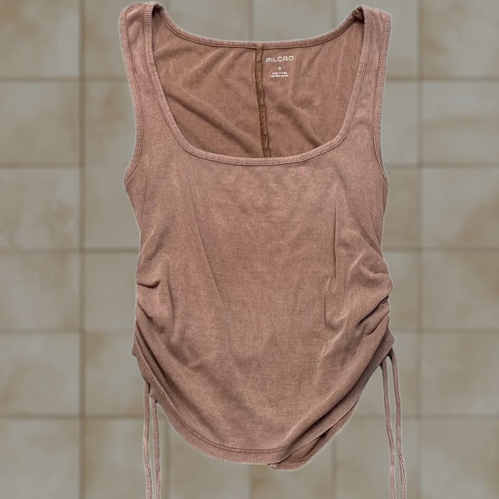 Vintage Pilcro Anthropologie Tank Top Women's S Pink Square Neck Ruched Size S / US 4 / IT 40 - 1 Thumbnail