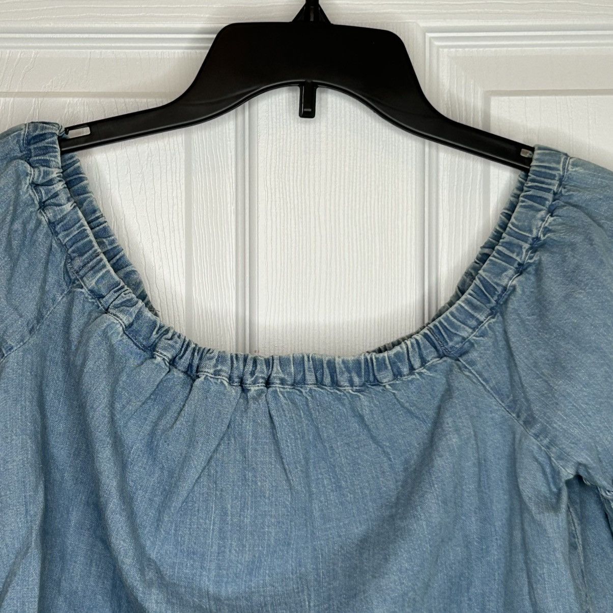 Madewell Madewell Blue Denim Azalea Off-the-Shoulder Chambray Top Size M / US 6-8 / IT 42-44 - 5 Thumbnail