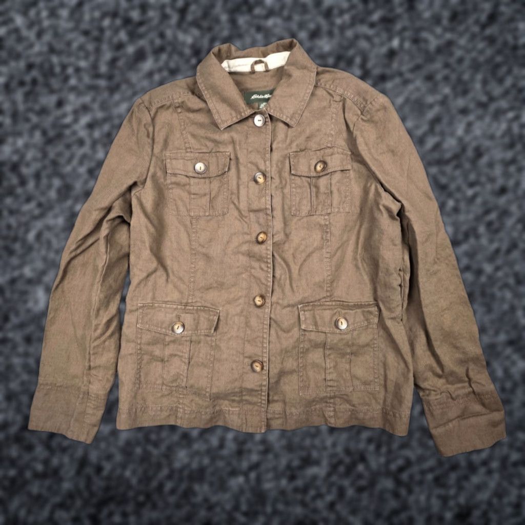 Eddie Bauer Eddie Bauer Chore Coat Shacket Women's XL Brown 100% Linen Pockets Size XL / US 12-14 / IT 48-50 - 1 Thumbnail