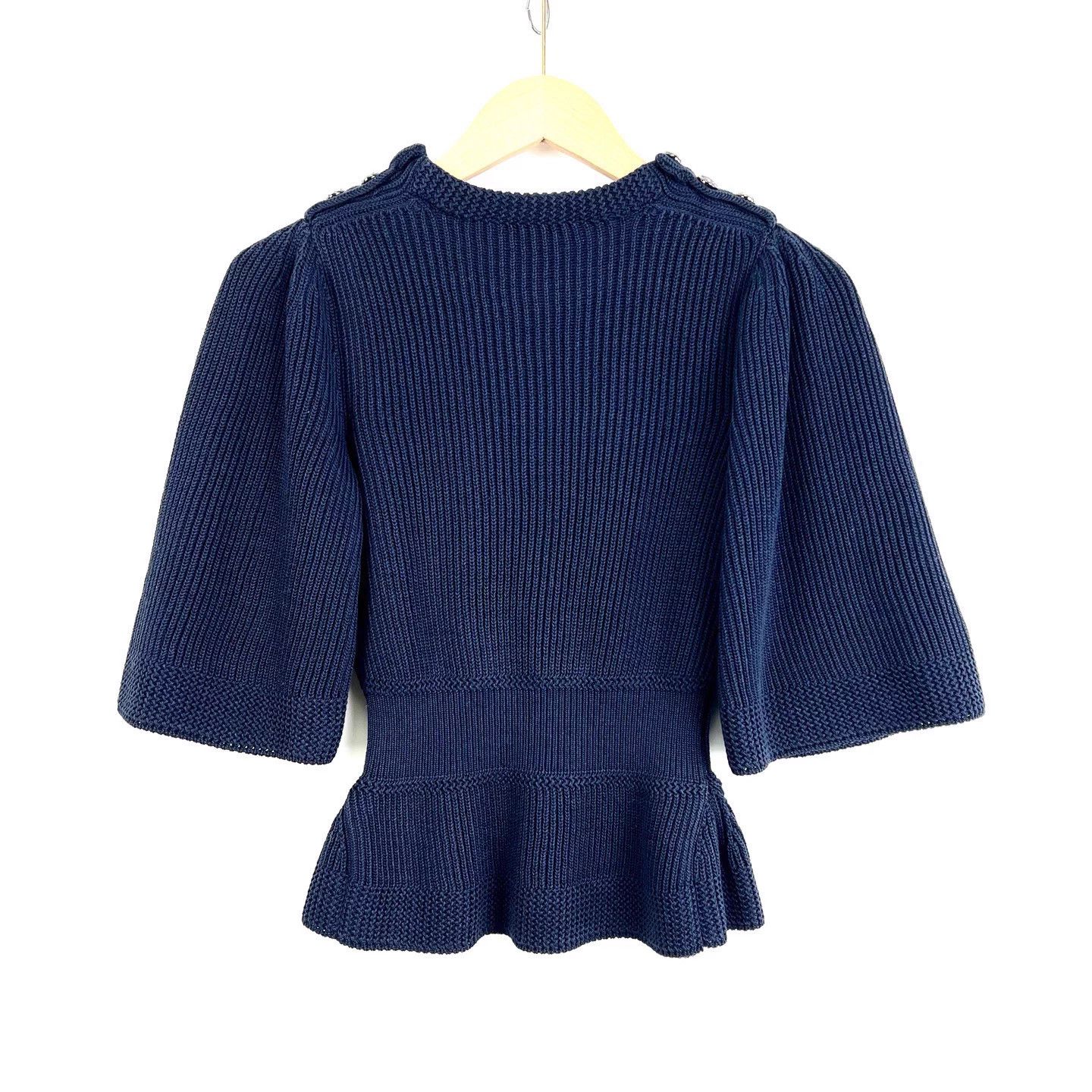 Chanel CHANEL Navy 3/4 Sleeve Knit Sweater 34 99% New Size XXS / US 00 / IT 34 - 2 Thumbnail