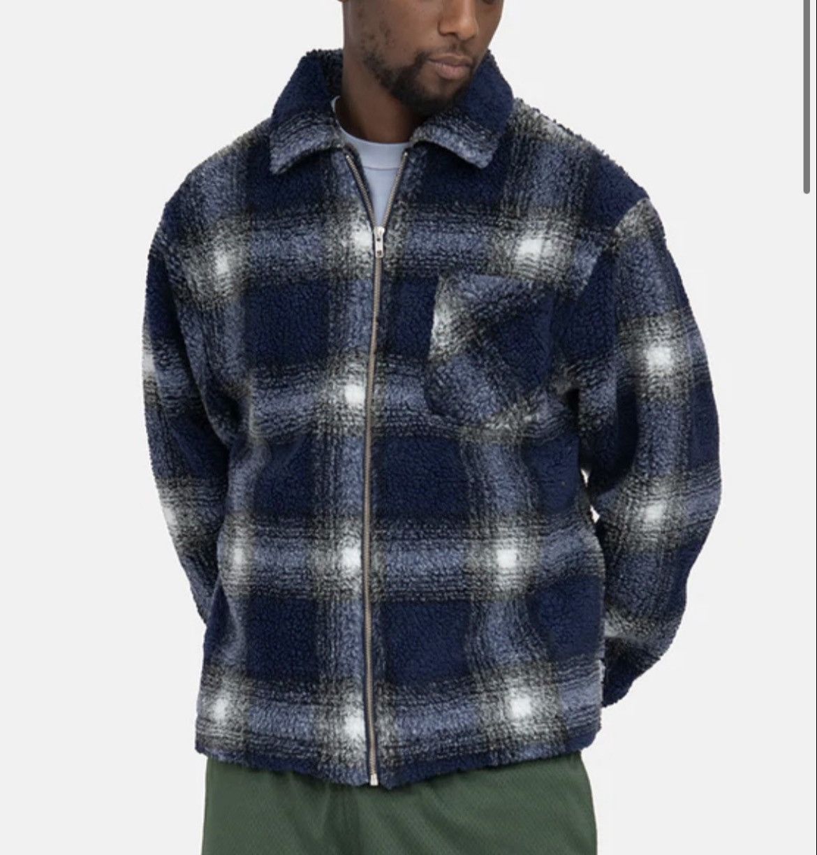 Stussy SHADOW PLAID SHERPA ZIP SHIRT | Grailed