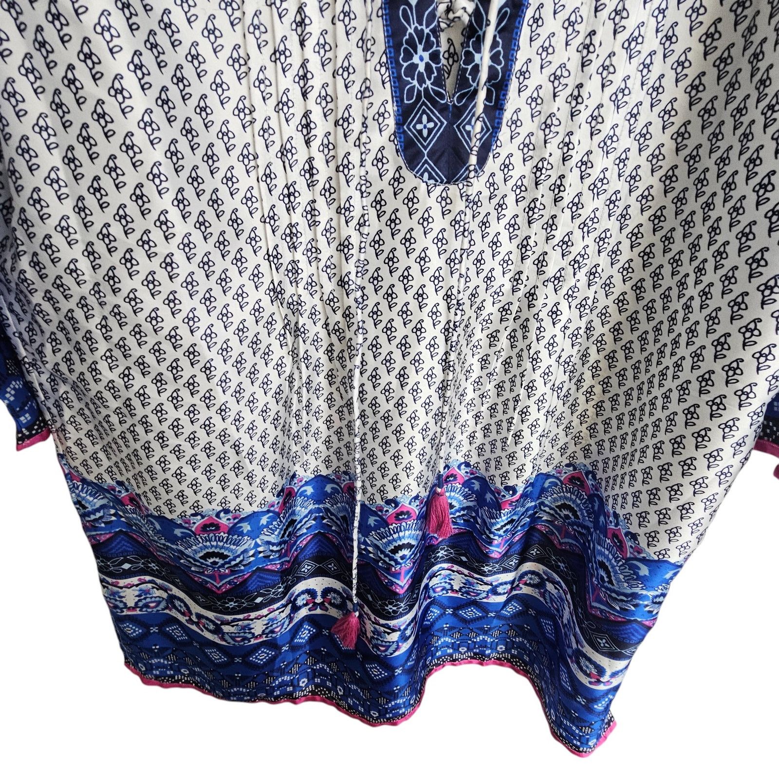 Soft Surroundings Soft Surroundings Womens Floral Tunic Lace Up Size M Coastal Size M / US 6-8 / IT 42-44 - 3 Thumbnail
