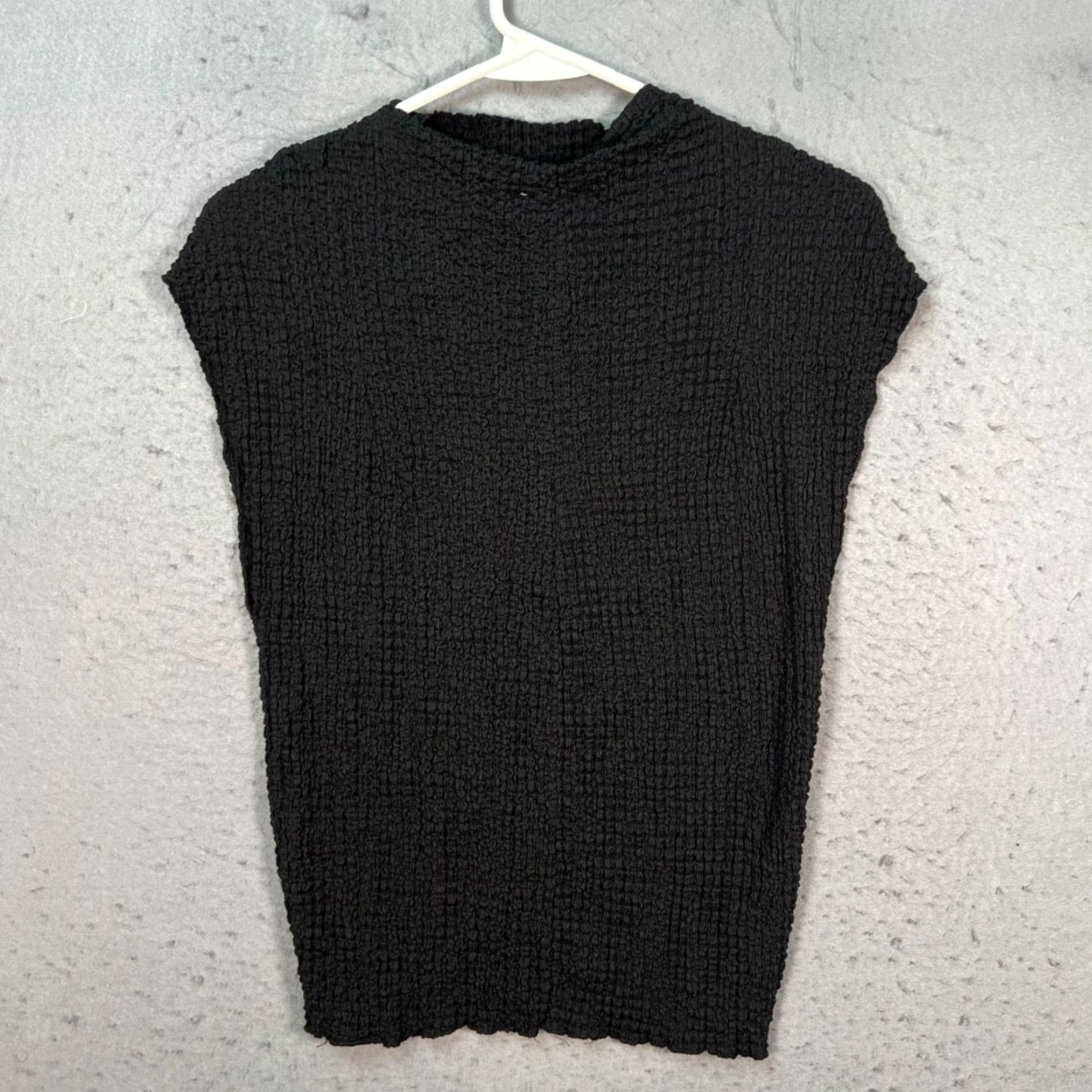 Zara Zara Womens Top Size M Black Stretch Textured Sleeveless Knit Polyester Elastane Cotton Shirt Adult Womens Stretch Size M / US 6-8 / IT 42-44 - 2 Thumbnail