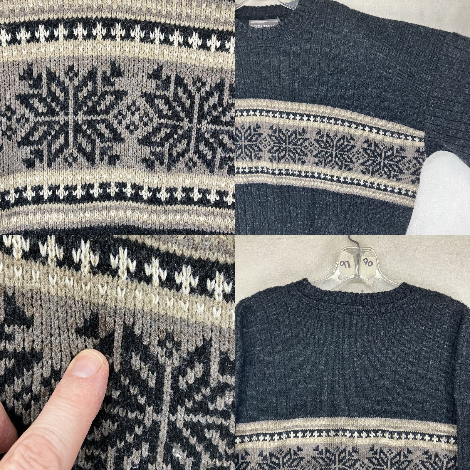 Vintage VINTAGE David Taylor Sweater Mens LT TALL Fair Isle Knit Pullover Black Crew Neck Long Sleeve 90s USA Pullover Jumper Knit Casual Size US L / EU 52-54 / 3 - 8 Thumbnail