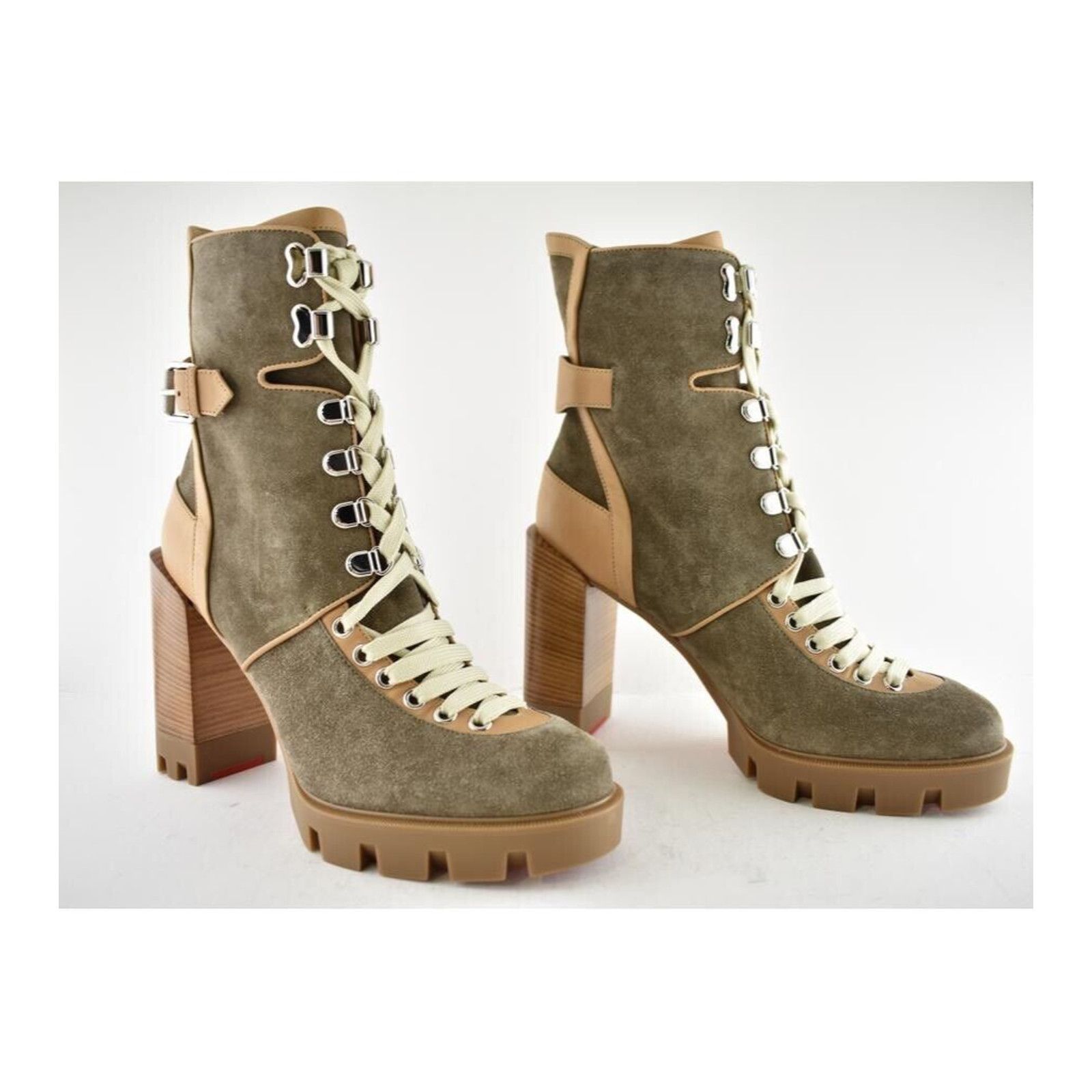 Christian Louboutin Christian Louboutin Macademia 100 Grey Suede Lace Up Size US 10 / IT 40 - 3 Thumbnail