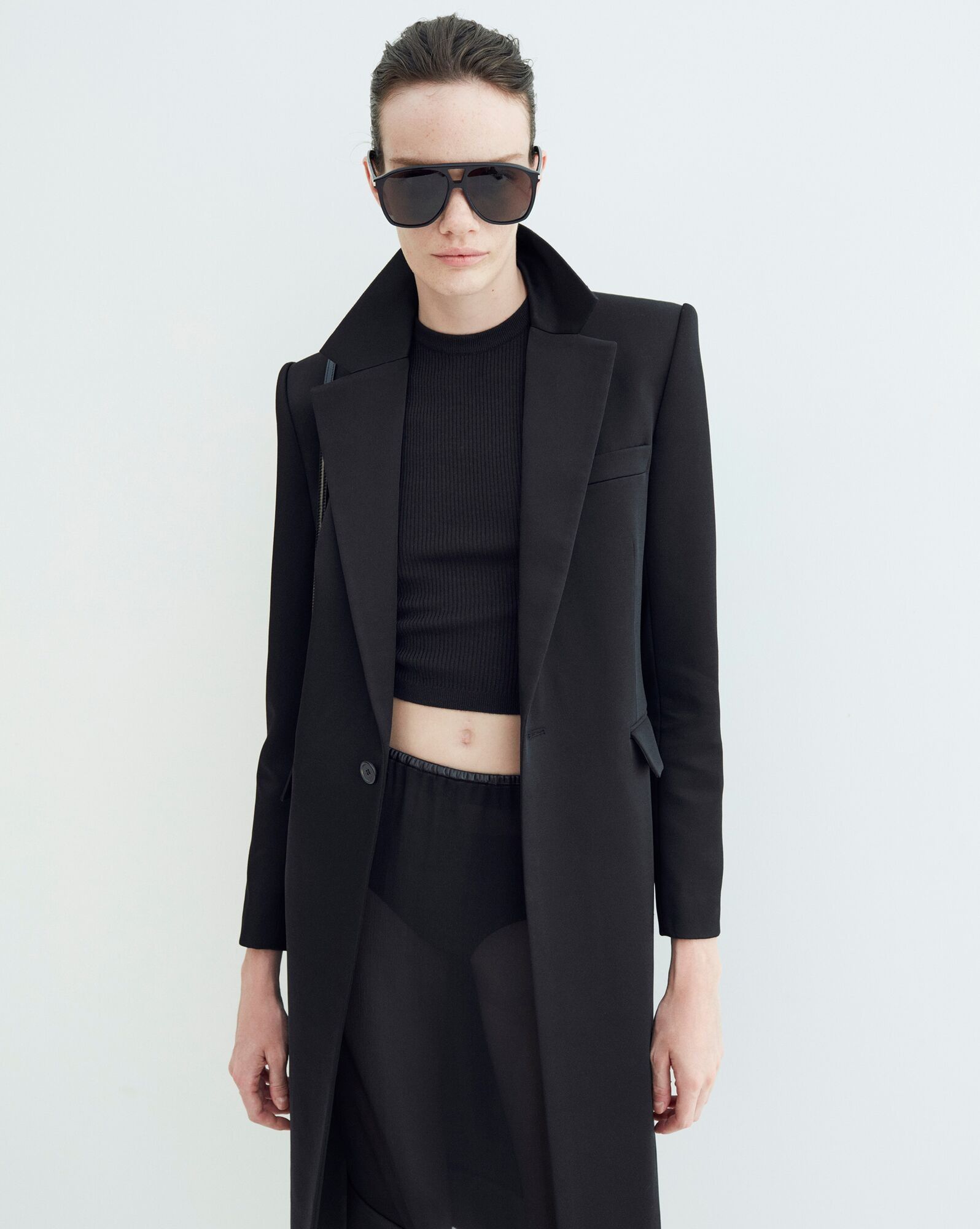Saint Laurent Paris o1s1wg110625 733709 Cropped Top in Cashmere, Wool and Silk Size M / US 6-8 / IT 42-44 - 2 Thumbnail