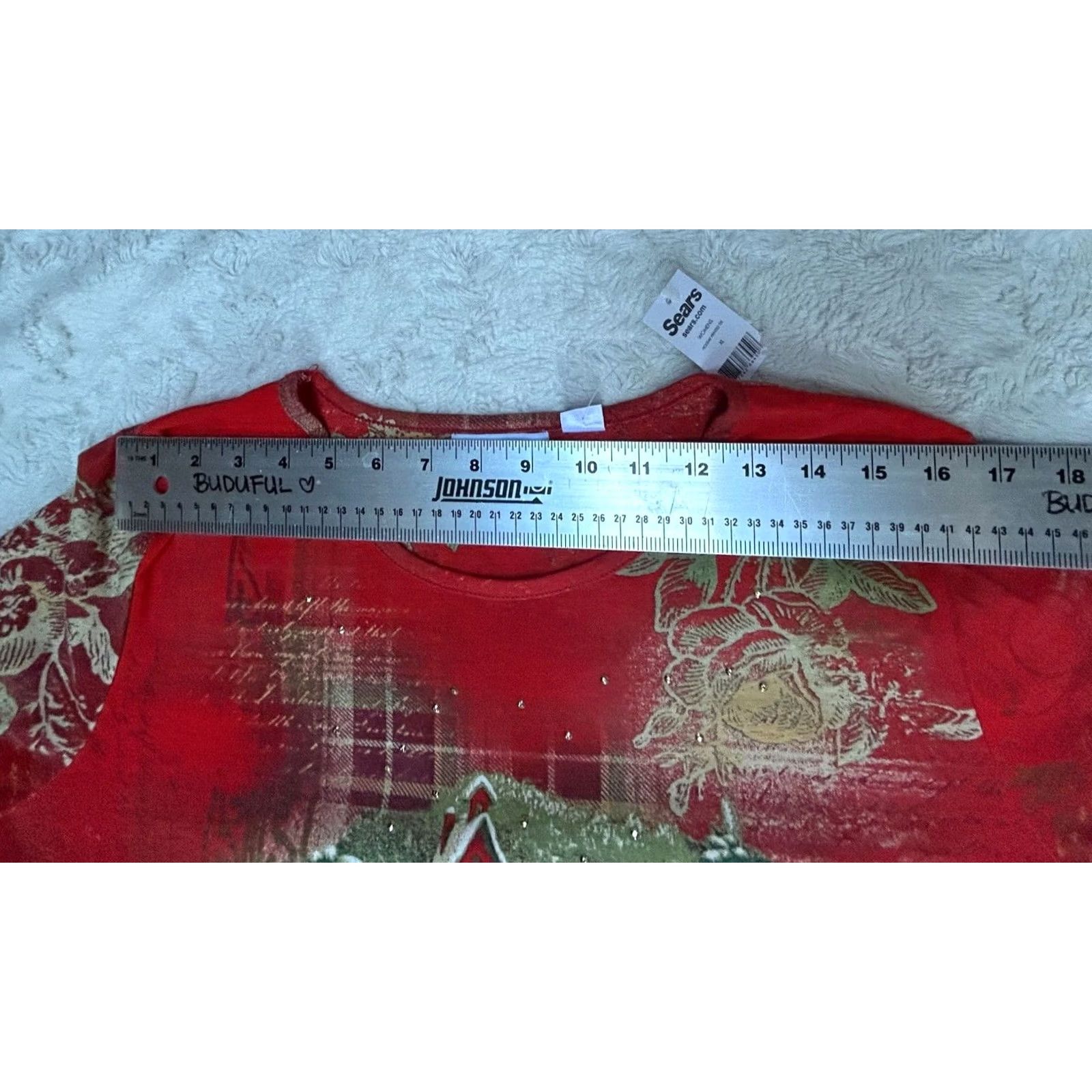 Vintage I. B. Diffusion Womens XL T-Shirt Birds Birdhouse Embellished Red/Gold Size XL / US 12-14 / IT 48-50 - 4 Thumbnail