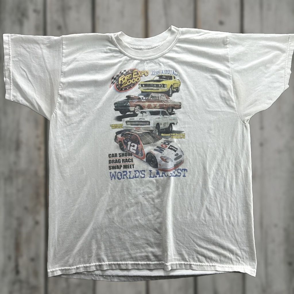 Ford VINTAGE Ford Expo 2000 Shirt Mens XL White Racing Car Show Drag Race 00s NASCAR? Size US XL / EU 56 / 4 - 1 Thumbnail