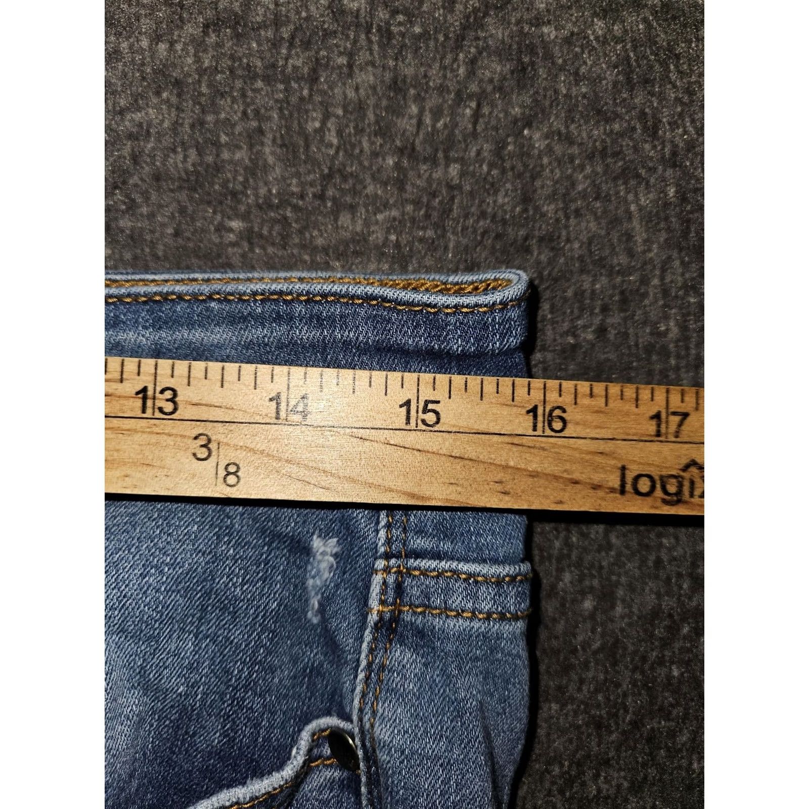 Vintage Judy Blue Jeans Juniors 13/31 Blue Distressed Raw Hem Skinny Stretch J882105MD Jeans Women 5-Pocket Denim Mid Rise Slim Frayed Ankle Fringe Size 34" / US 12 / IT 48 - 3 Thumbnail
