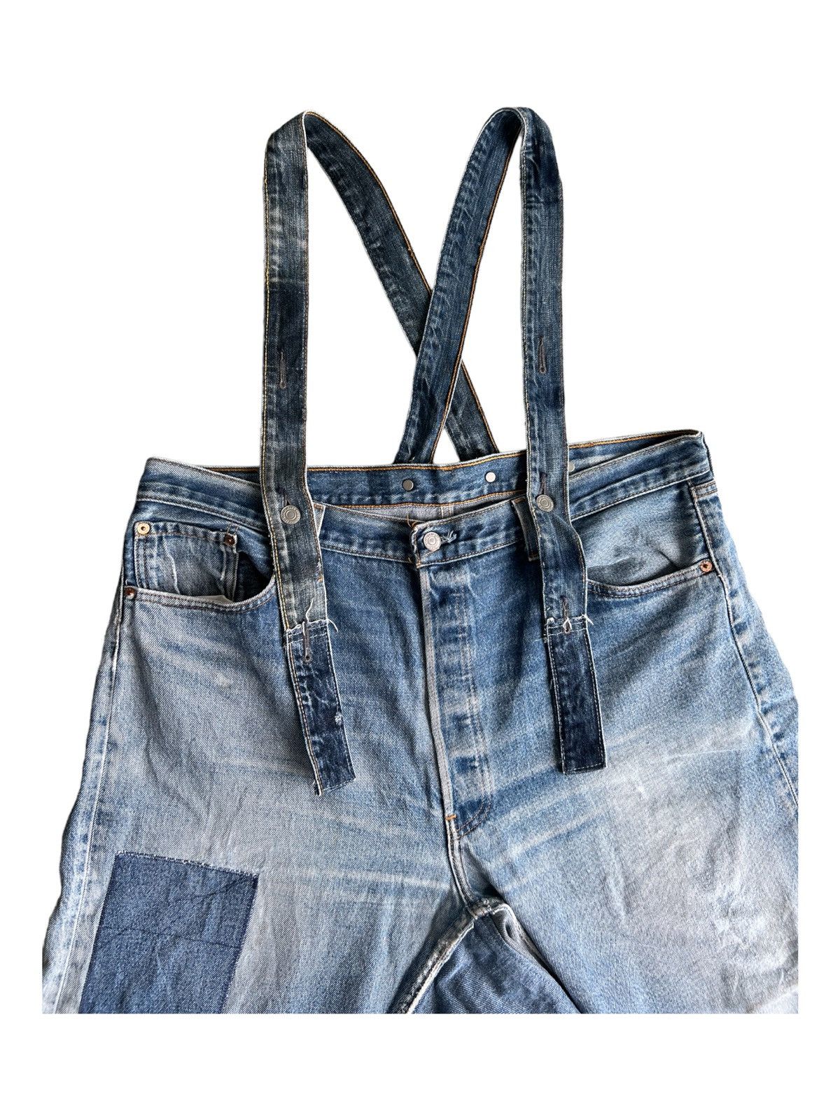 Levi's Vintage Clothing RARE Levi's 501 Reconstructed Baggy Jeans Suspender Overall Size US 38 / EU 54 - 6 Thumbnail