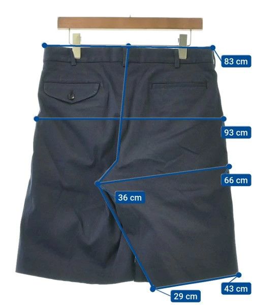 Comme des Garcons Homme Deux Shorts Cotton Plain Zip Fly Half Pants 2 Tuck Navy Blue Size US 33 - 4 Thumbnail