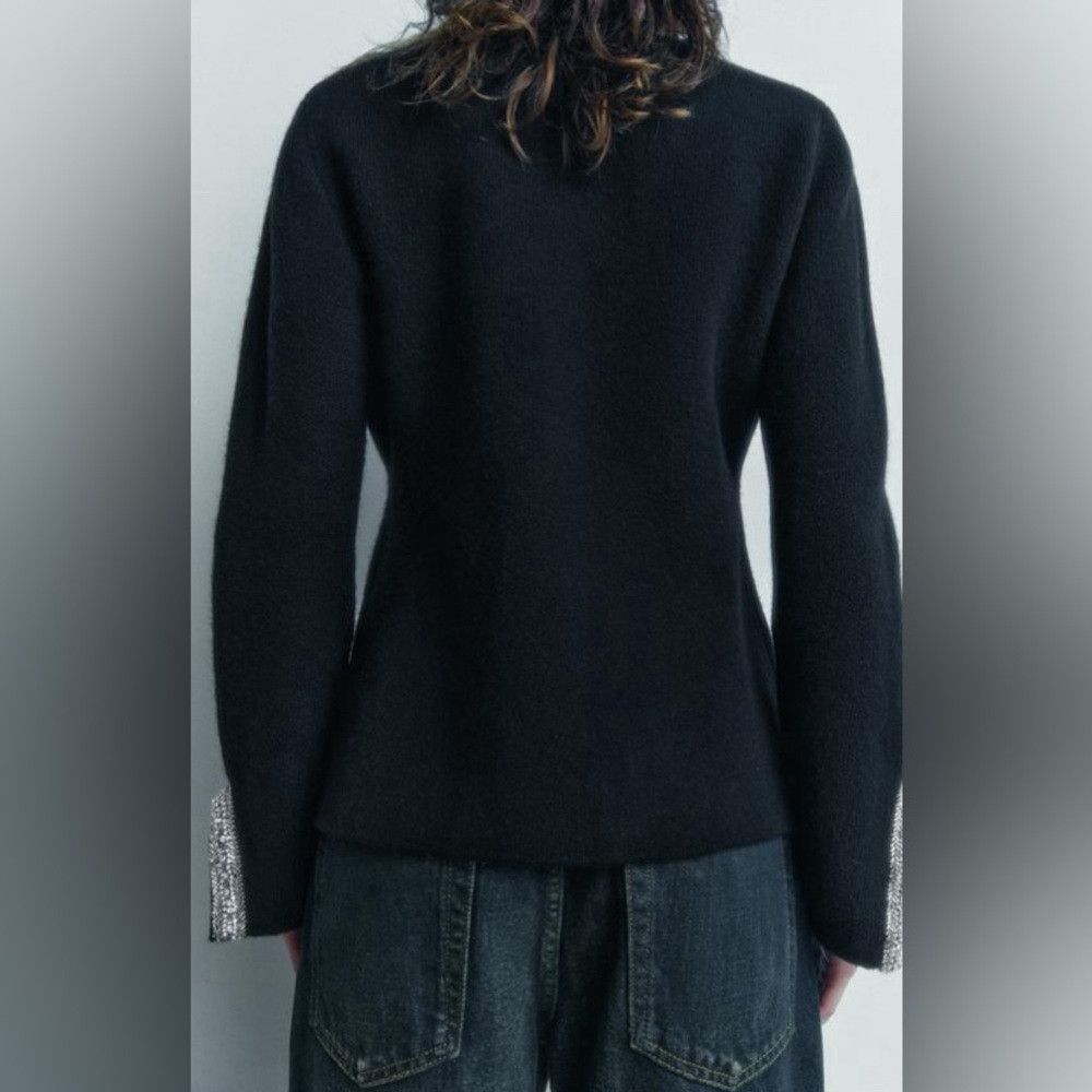 Zara NWT Zara 100% Wool Elegant Black Jacket with Silver Accents Size M / US 6-8 / IT 42-44 - 3 Thumbnail
