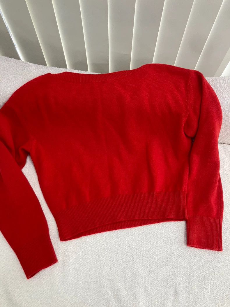 Chanel Chanel Red Heavy Industry Pearl Chain Cashmere Sweater Size XS / US 0-2 / IT 36-38 - 4 Thumbnail