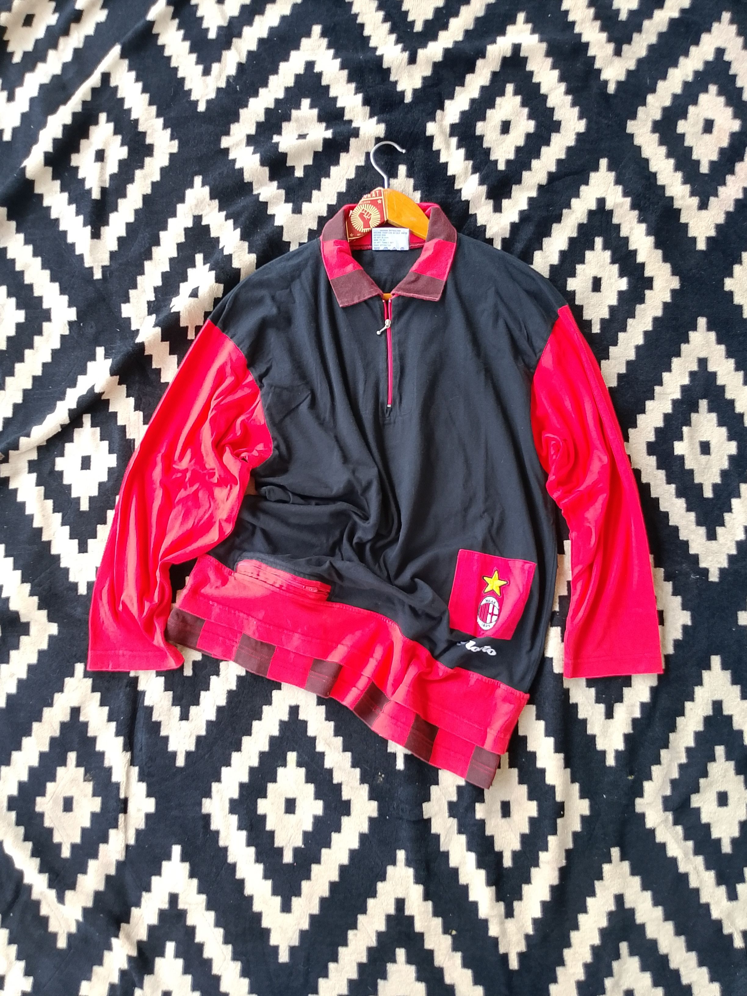 Lotto Sport Rare Vintage 90s Lotto x AC Milan Half-Zip Sweatshirt Size US L / EU 52-54 / 3 - 3 Thumbnail