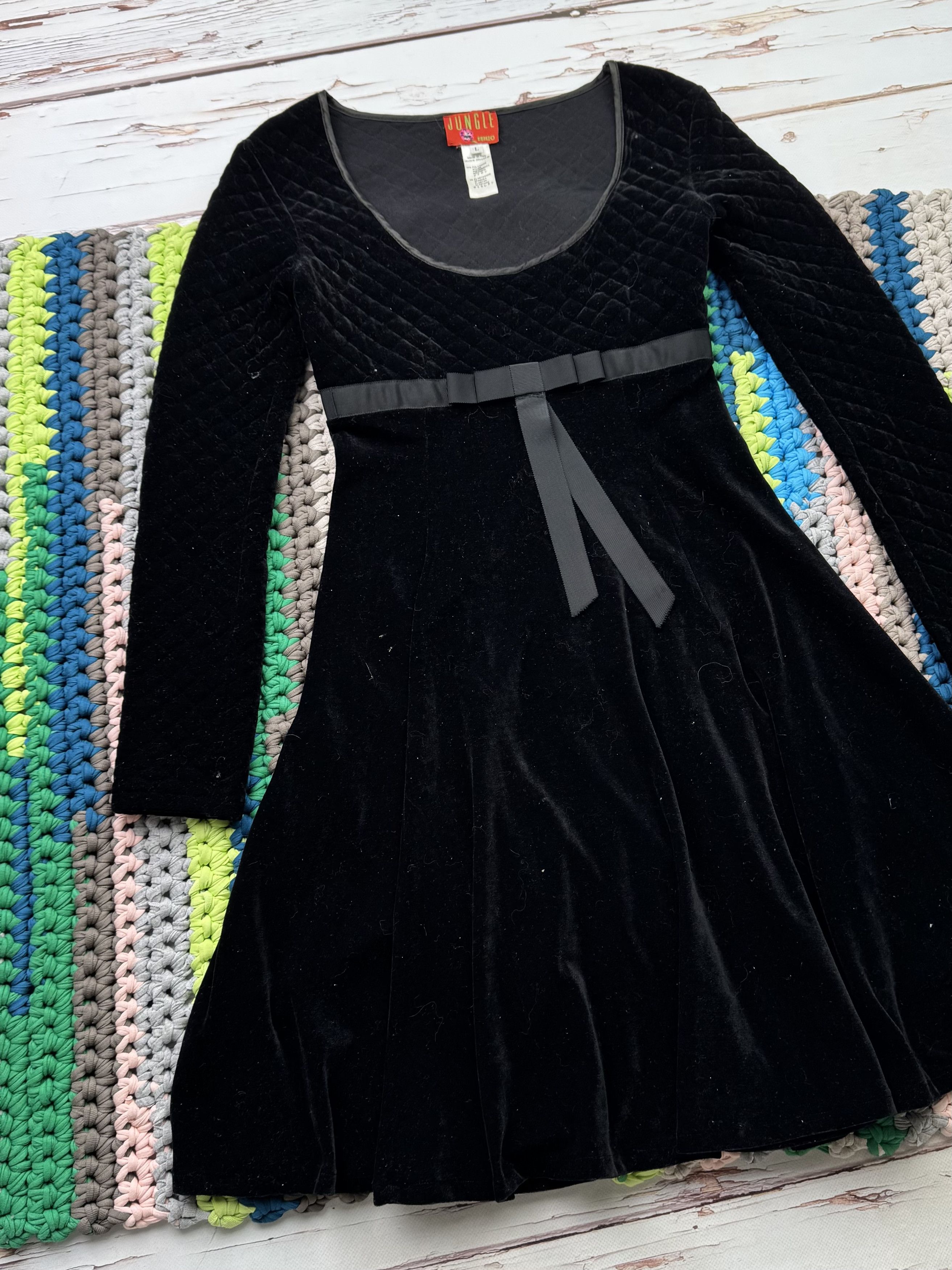 Kenzo Jungle Kenzo Vintage Velour Dress With Long Sleeve (V7)(D10) Size M / US 6-8 / IT 42-44 - 2 Thumbnail