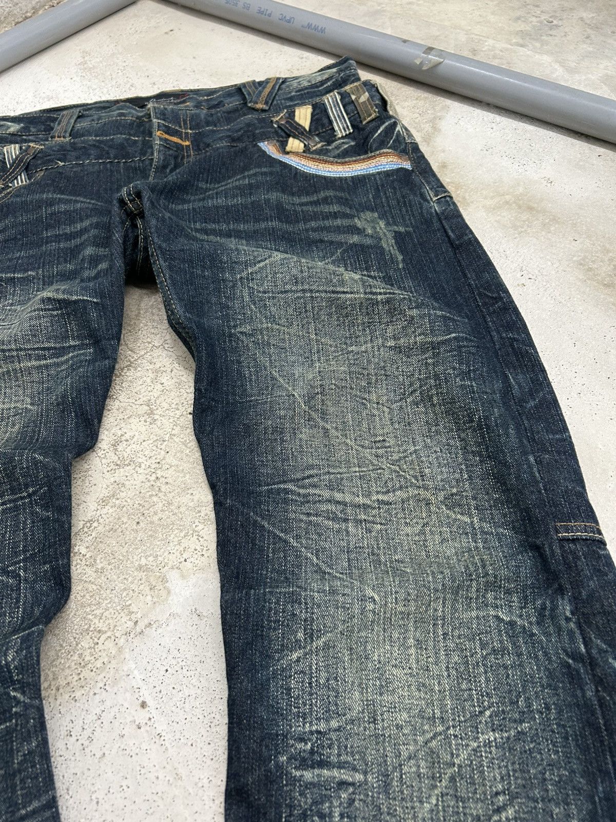 Le Grande Bleu (L.G.B.) Vintage Dominate Double Waist Jeans Clawn Marks Washed Size US 34 / EU 50 - 4 Thumbnail