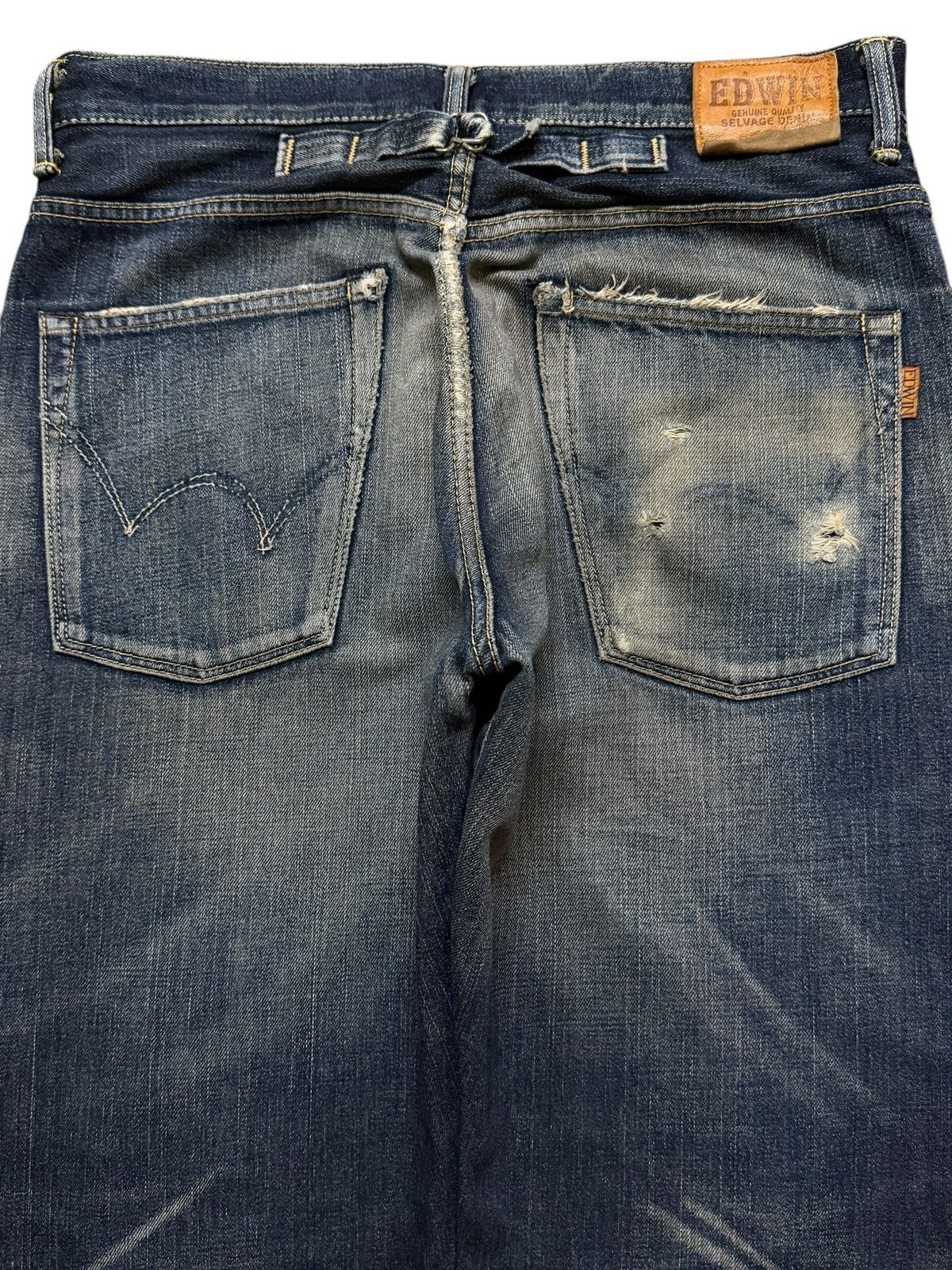Edwin Vintage 90s Japan Edwin 505z Selvedge Faded Whisker Straight Size US 33 - 4 Thumbnail