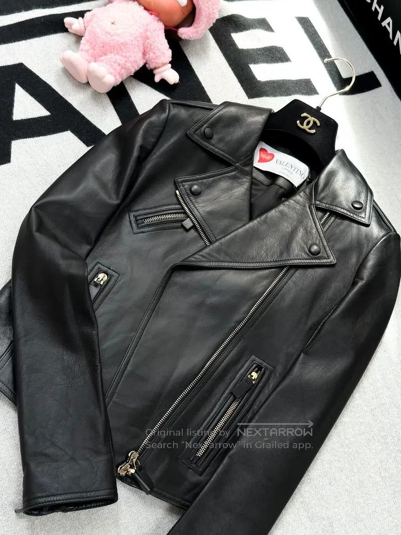 Other Valentino Black long-sleeved cropped leather jacket Size S / US 4 / IT 40 - 2 Thumbnail