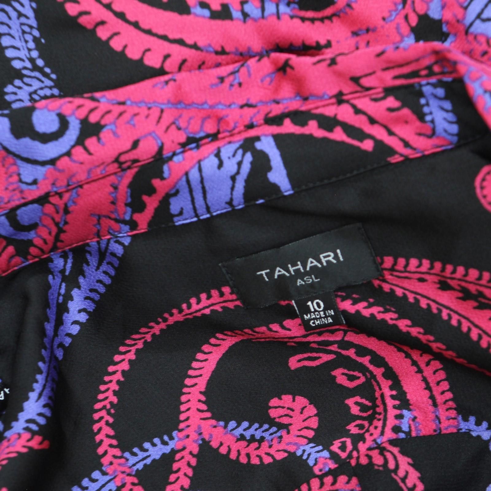 Other Nwt Tahari Asl Faux-wrap Dress Dem643-t4 Black Cobalt 10 Size L / US 10 / IT 46 - 4 Thumbnail