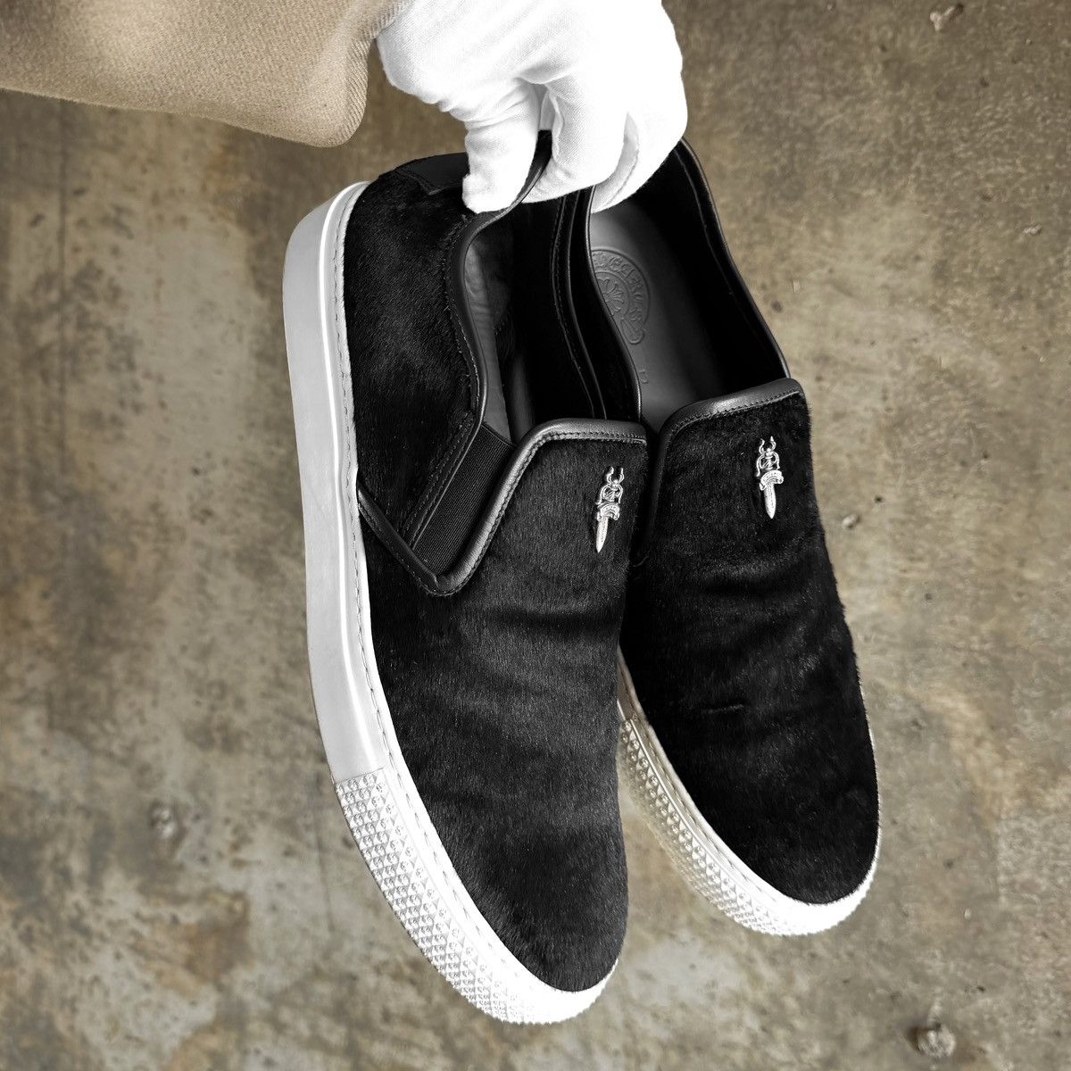 Chrome Hearts Chrome Hearts Pony Hair Dagger Slip On Low Top Fur Sneakers Size US 10.5 / EU 43-44 - 1 Thumbnail