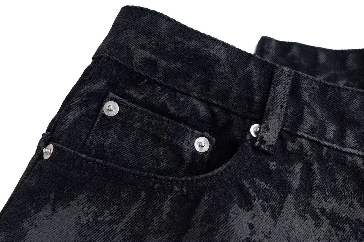 Other Designer Washed Y2k Hole Black Tassel Denim Shorts Size US 34 / EU 50 - 4 Thumbnail