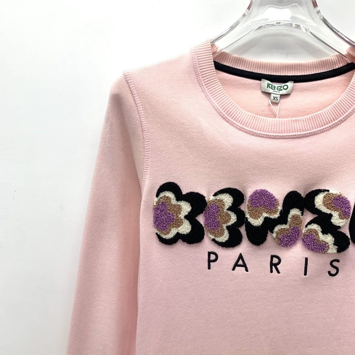 Kenzo Kenzo Pink Logo Letter Flocked Long Sleeve Sweatshirt K26WX Size XS / US 0-2 / IT 36-38 - 3 Thumbnail