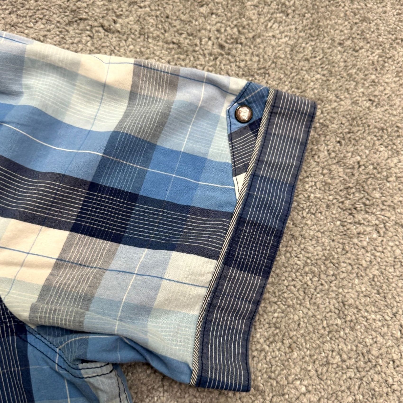 Vintage 7 Diamonds Button-Down Shirt Mens Large Blue Plaid Short Sleeve Cotton Casual Size US L / EU 52-54 / 3 - 6 Thumbnail