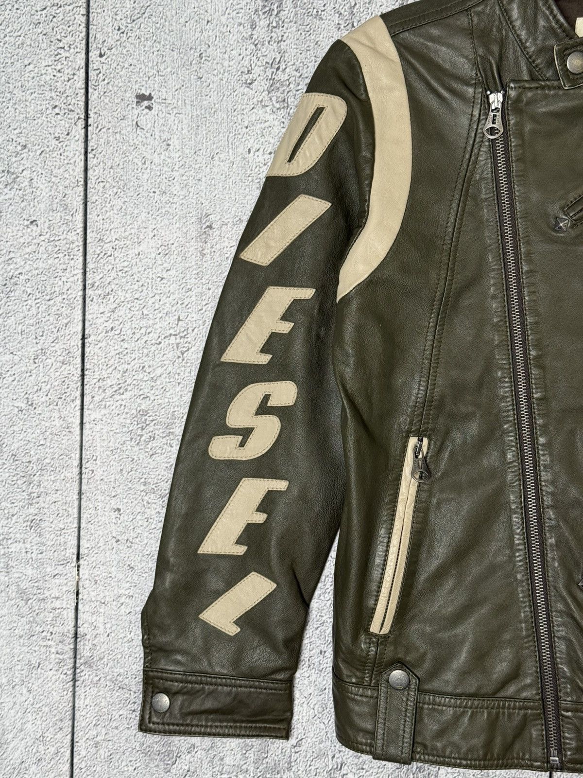 Diesel Vintage Diesel Leather Biker Jacket Big Logo Moto Racing Size L / US 10 / IT 46 - 5 Thumbnail