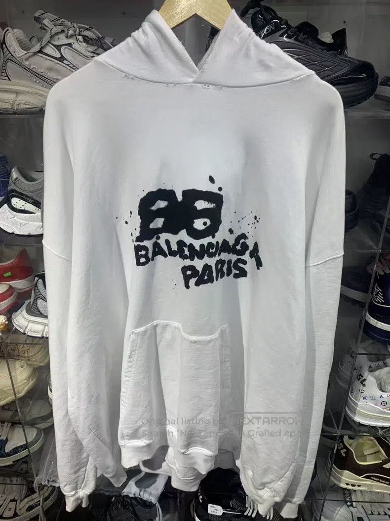 Balenciaga Balenciaga Letter logo print hooded sweatshirt, long-sleev Size US S / EU 44-46 / 1 - 1 Thumbnail