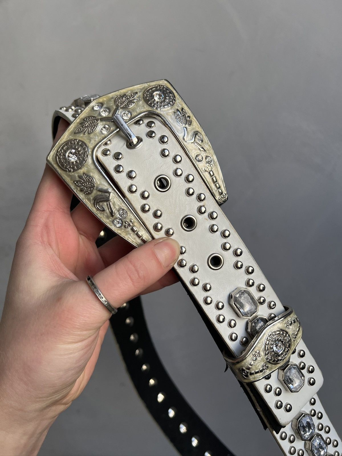 Hysteric Glamour Rhinestones y2k leather white hype belt gothic style Size ONE SIZE - 8 Thumbnail