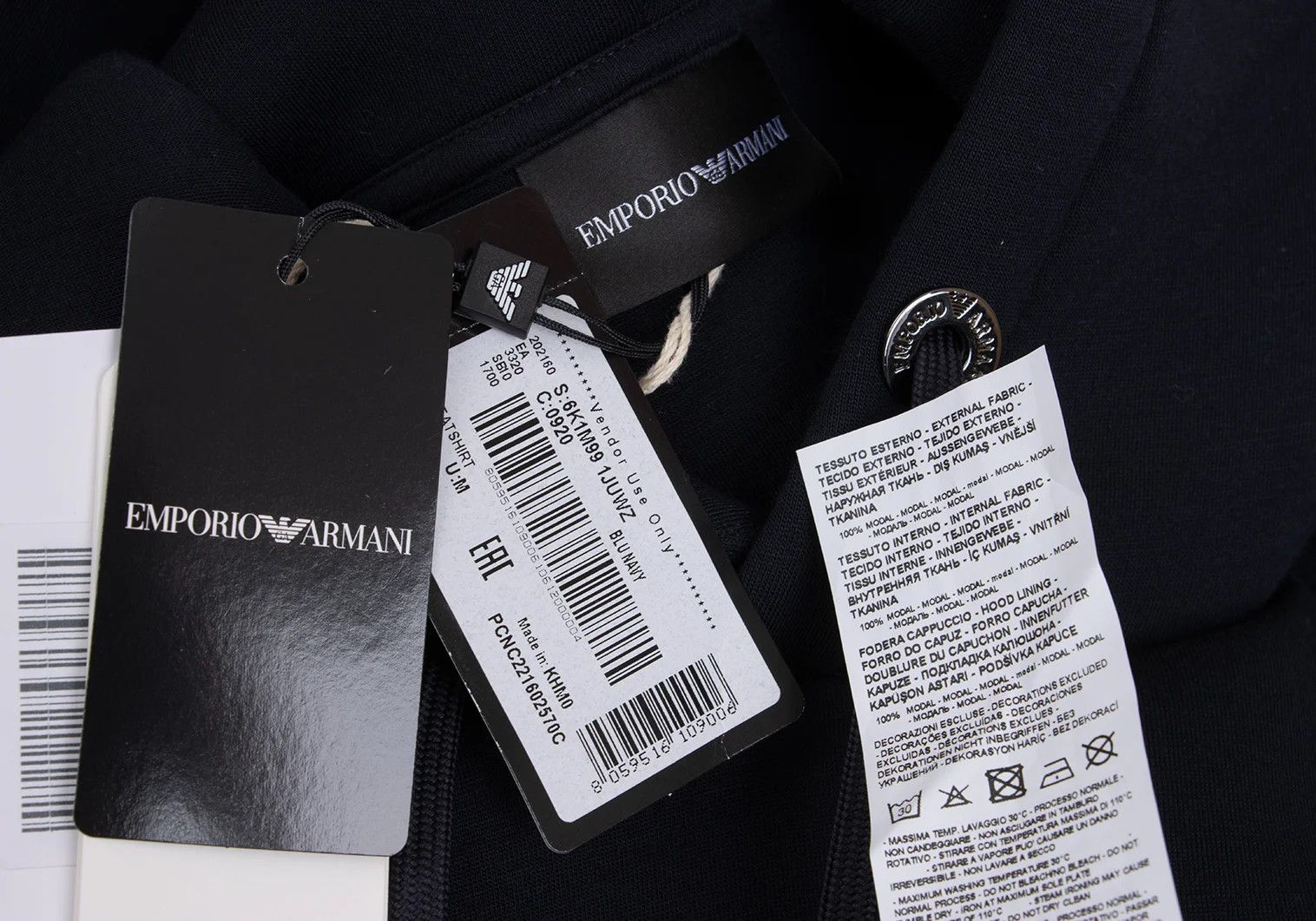 Emporio Armani Bonded Rayon Taping Line Logo Hoodie Navy M Size US M / EU 48-50 / 2 - 15 Thumbnail
