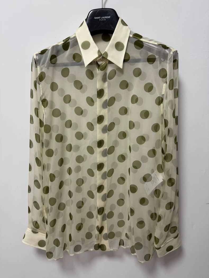 Yves Saint Laurent Saint Laurent Polka Dot Silk Shirt Size US M / EU 48-50 / 2 - 1 Thumbnail