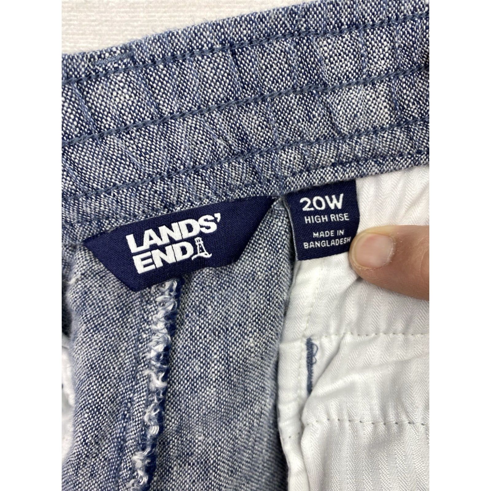 Lands' End VINTAGE Lands' End Linen Pants Womens 20W Blue Pull On Wide-Leg Capri Beach Cruise Size 42" / US 20 - 6 Thumbnail
