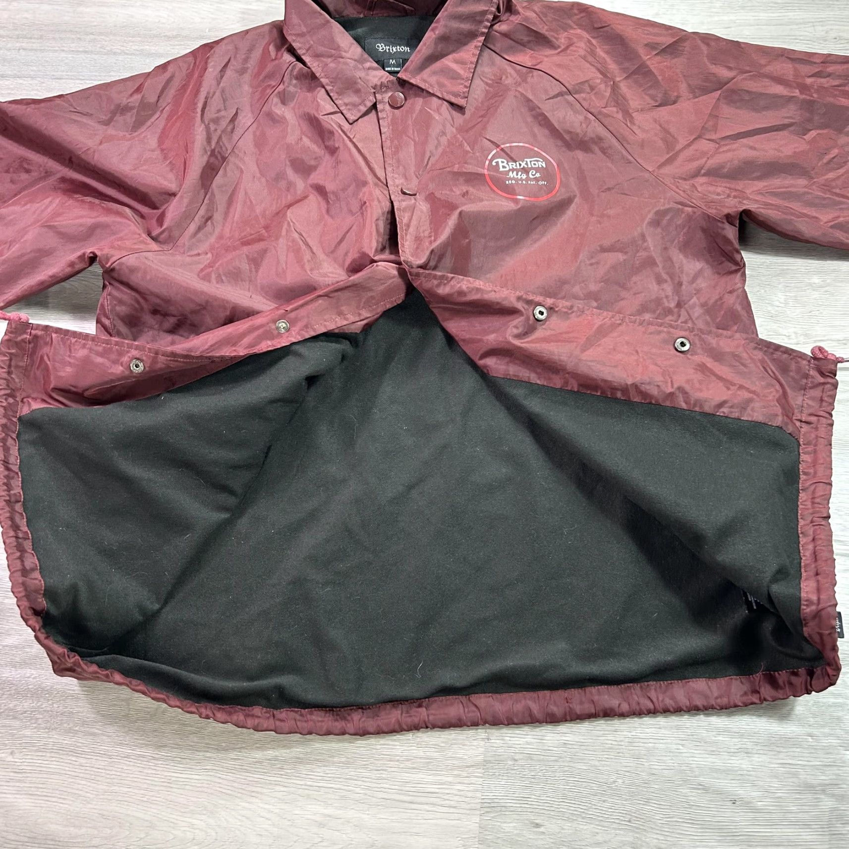 Brixton Brixton Jacket Mens Medium Maroon Coaches Windbreaker Back Logo Snap Front Size US M / EU 48-50 / 2 - 6 Thumbnail