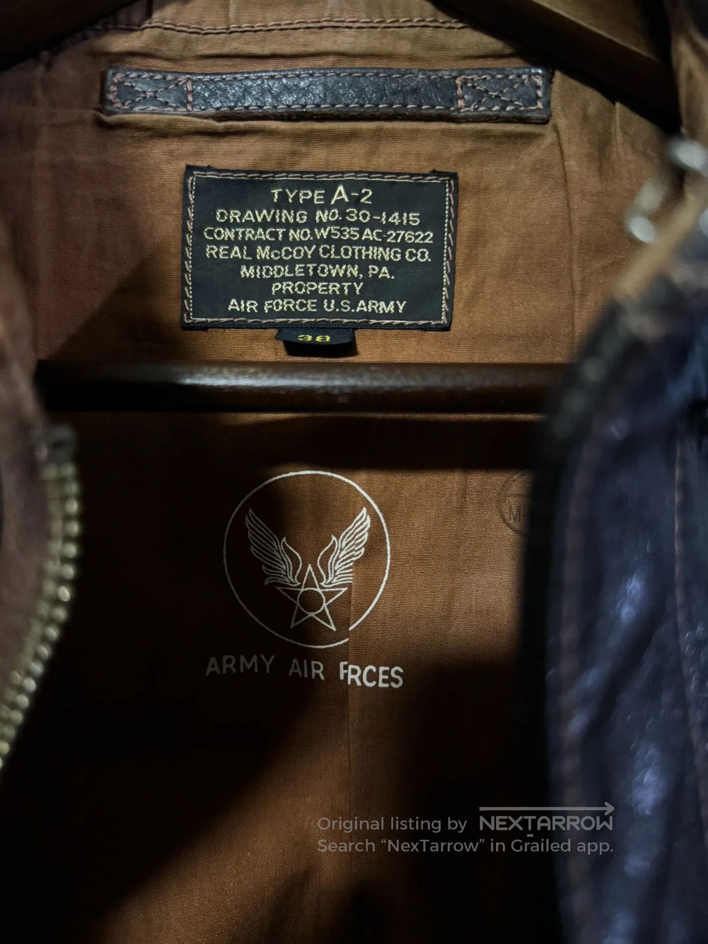 The Real McCoy's Real McCoy A2 Flight Jacket. Size US M / EU 48-50 / 2 - 6 Thumbnail