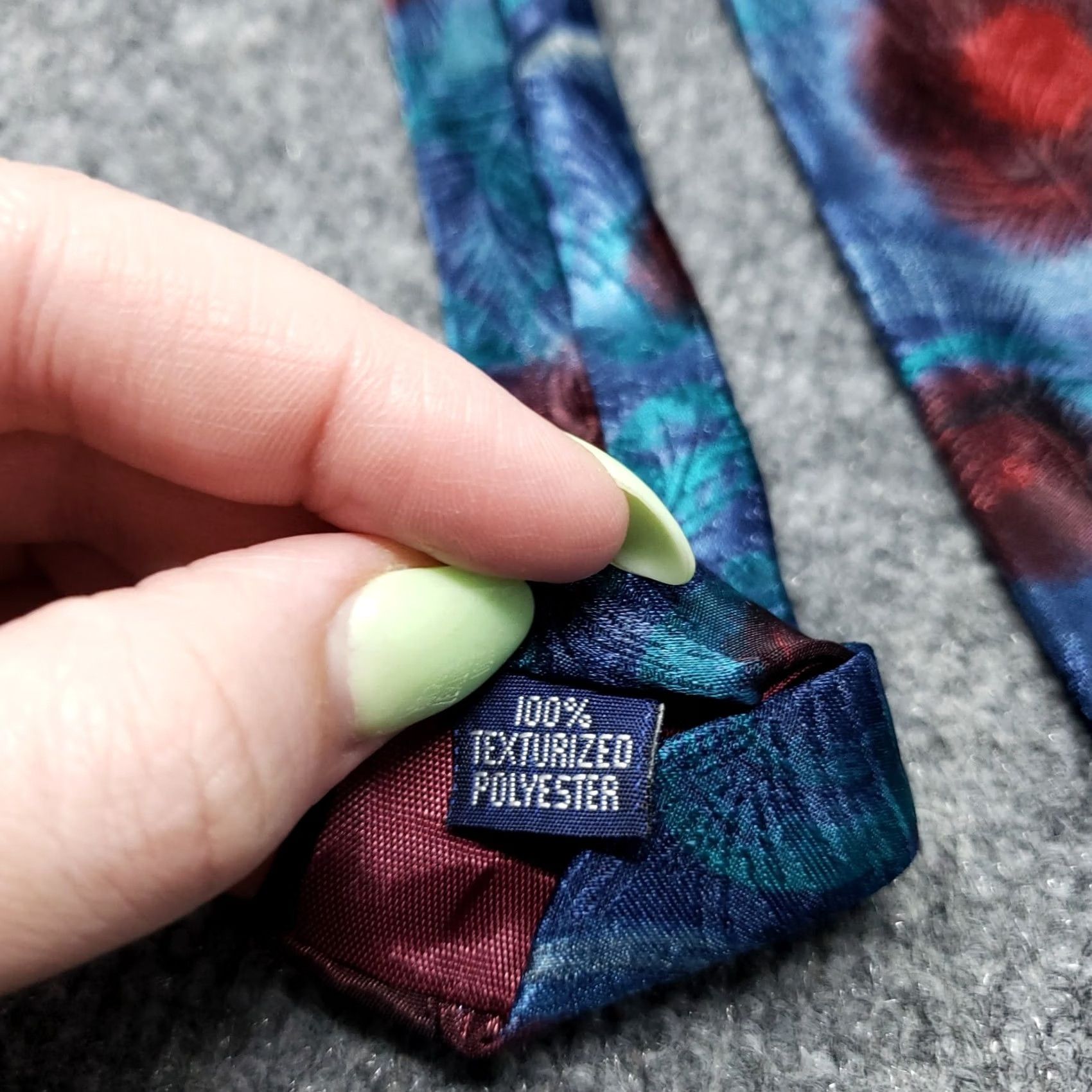 McGregor VINTAGE McGregor Tie Mens Blue Leaves Textured Necktie Designer USA Size ONE SIZE - 5 Thumbnail