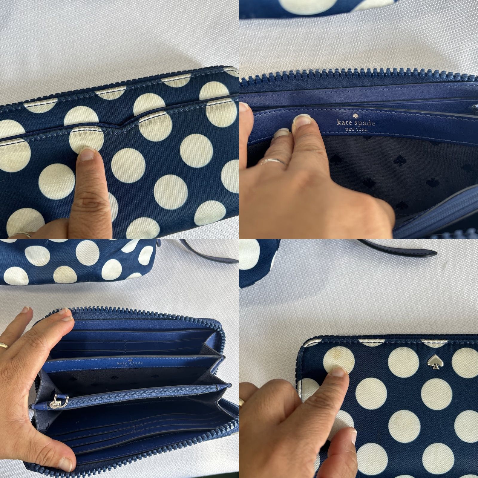 Vintage Kate Spade Karissa Nylon Seaside Small Backpack Blue With Wallet Polka Dot Backpack Women Small Blue Wallet Included Size ONE SIZE - 10 Thumbnail